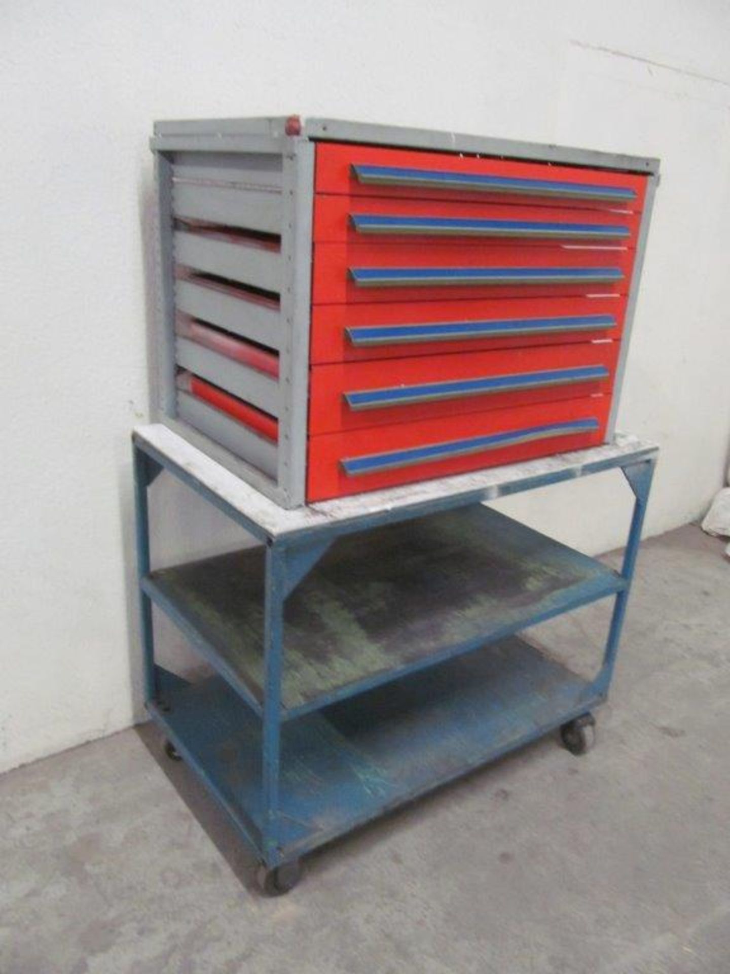 HEAVY DUTY MACHINIST (6) DRAWER TOOLBOX (FULL OF MOSTLY ENDMILLS), C/W STEEL ROLL AROUND - LOCATION,