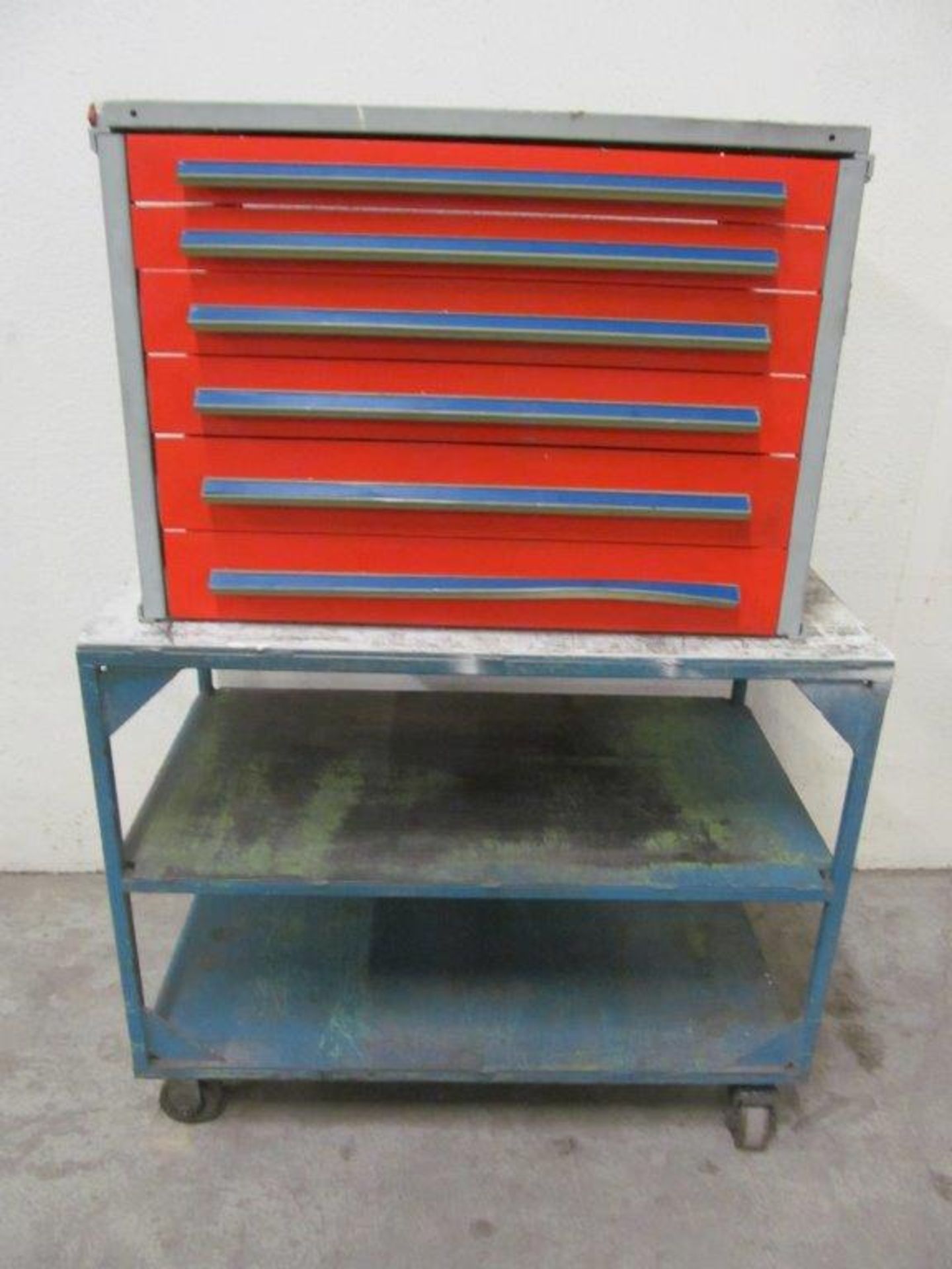 HEAVY DUTY MACHINIST (6) DRAWER TOOLBOX (FULL OF MOSTLY ENDMILLS), C/W STEEL ROLL AROUND - LOCATION, - Image 2 of 8