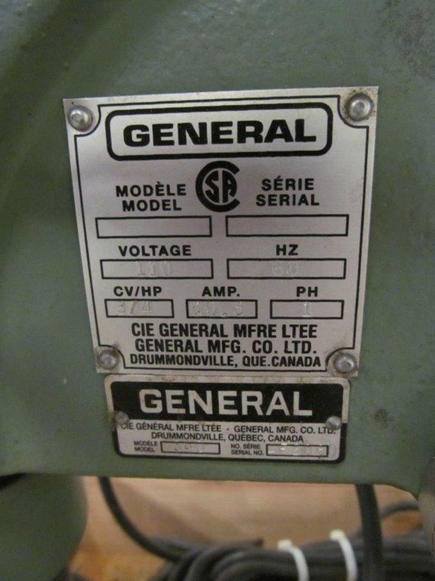 GENERAL DRILL PRESS, MODEL 340, S/N AF2060 (MISSING MOTOR) - LOCATION - HAWKESBURY, ONTARIO - Image 2 of 2
