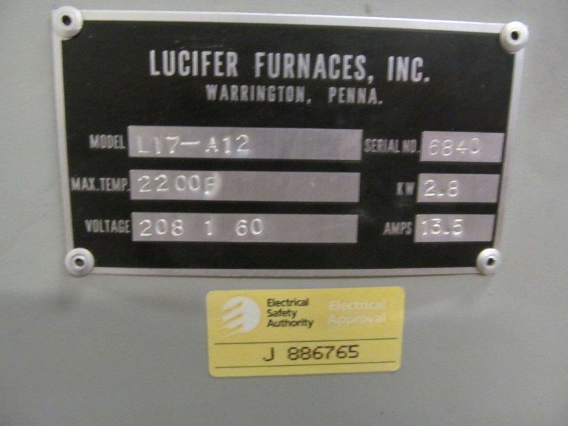 LUCIFER FURNACES INC. FURNACE, MODEL L17-A12, - LOCATION - HAWKESBURY, ONTARIO - Image 4 of 6