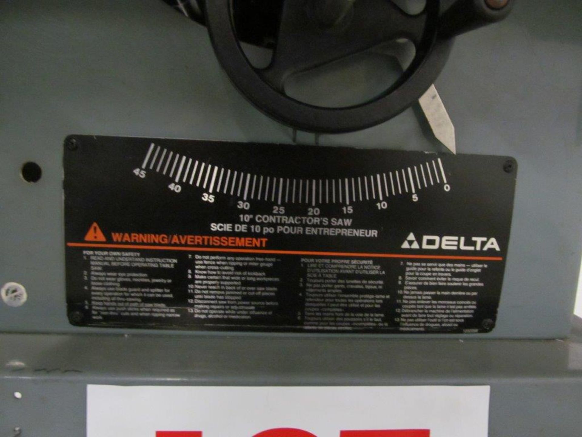 DELTA TILTING ARBOR TABLE 10'' SAW, C/W ACCESSORIES - LOCATION - HAWKESBURY, ONTARIO - Image 4 of 5