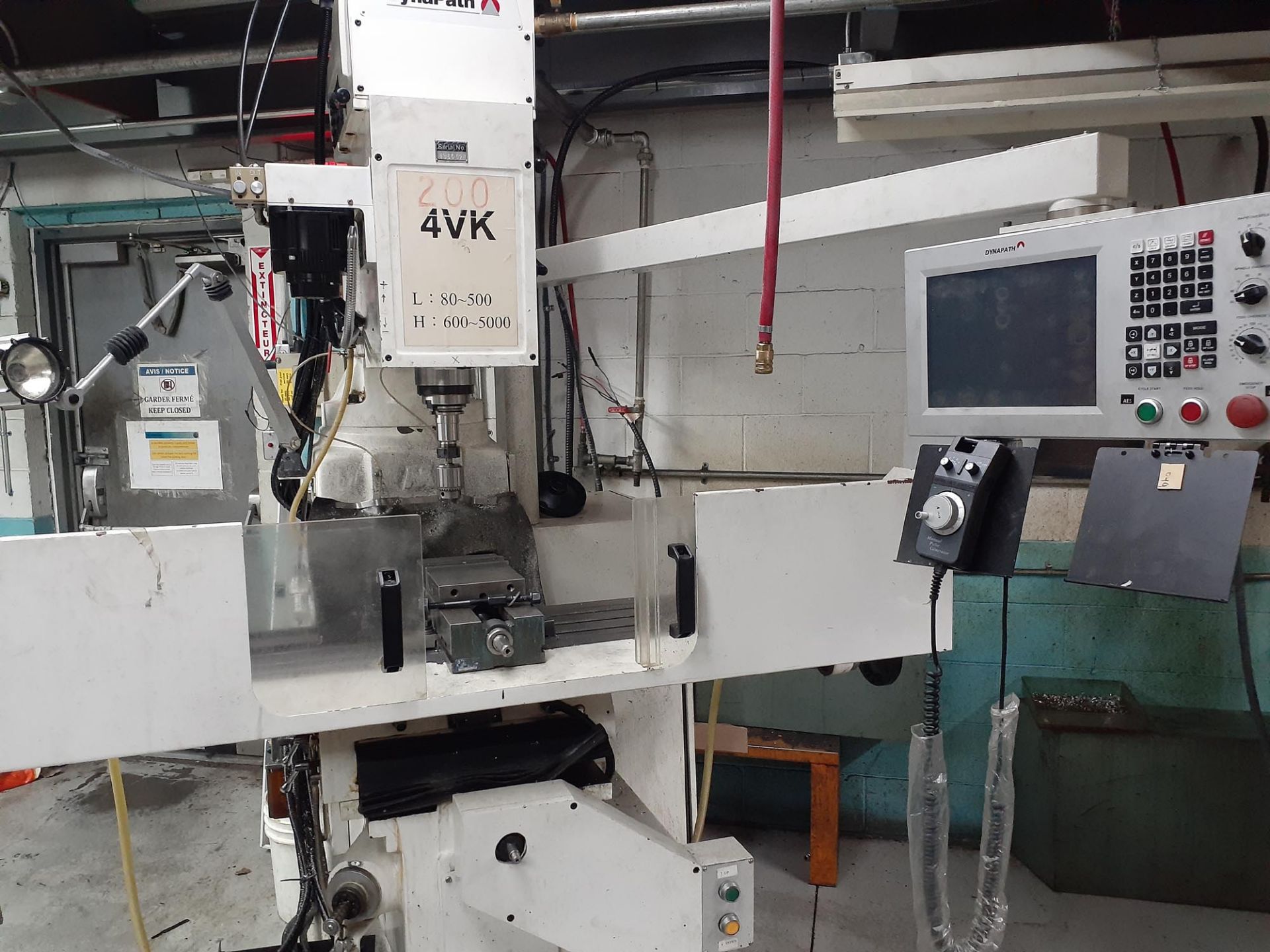 CNC VERTICAL MILLING MACHINE, MODEL DYNAPATH 4VKNC, S/N: 135002E, 5HP, LOCATION: MONTREAL AREA