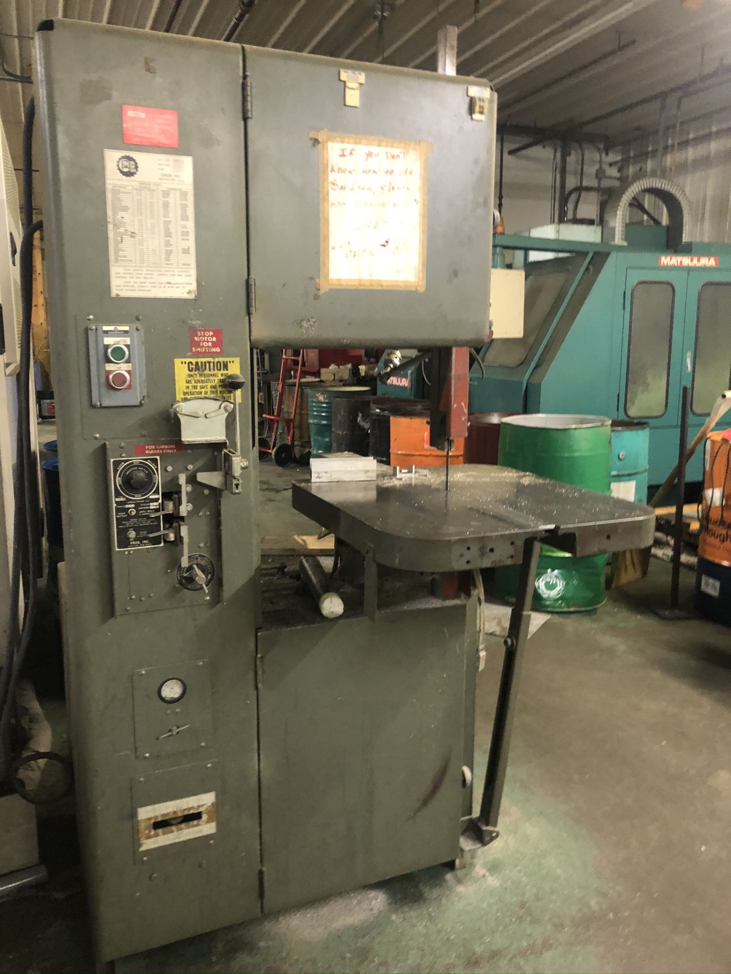 (1984) Grob Model 4V-18 Vertical Band Saw. S/N 4808 Equipped With Blade Welding Attachment