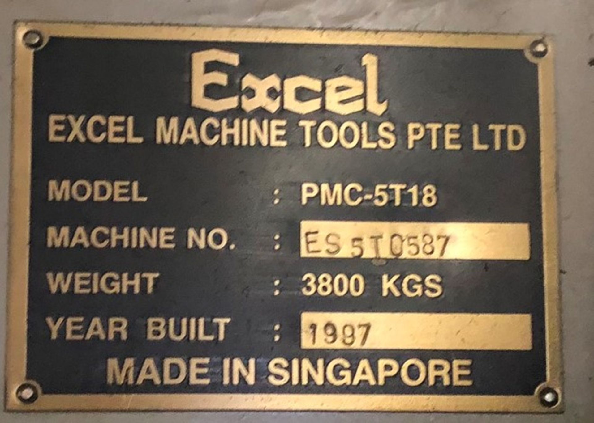 (1997) Excel Model PMC5-T18 Vertical Machining Center, S/N ES5T0587, Equipped with: Fanuc 21M CNC - Image 5 of 5