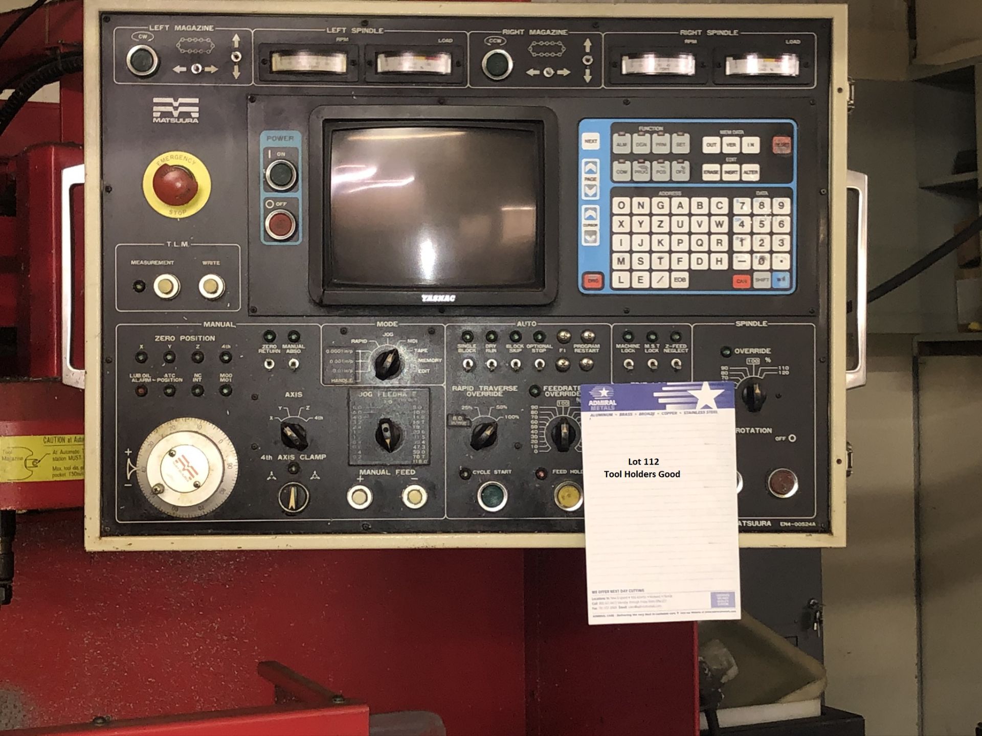 (1985) Matsuura Model MC-500V-DC Twin Spindle CNC Vertical Machining Center S/n 85044810 - Image 4 of 4