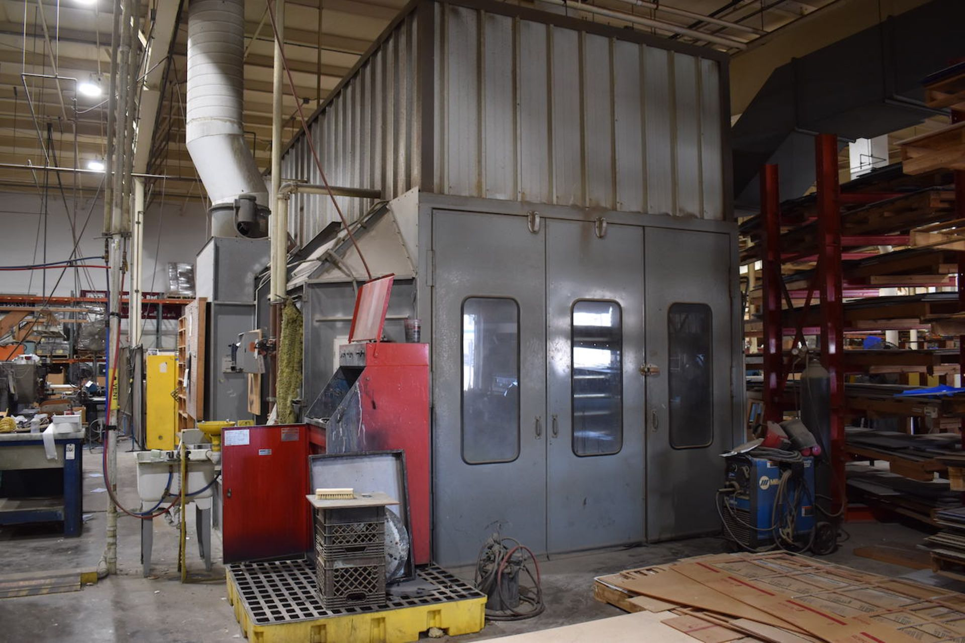 JBI Drive-Thru Spray Booth, with (2) Exhaust Fans & Lights, 24 long, 14 wide and 9 ft high (
