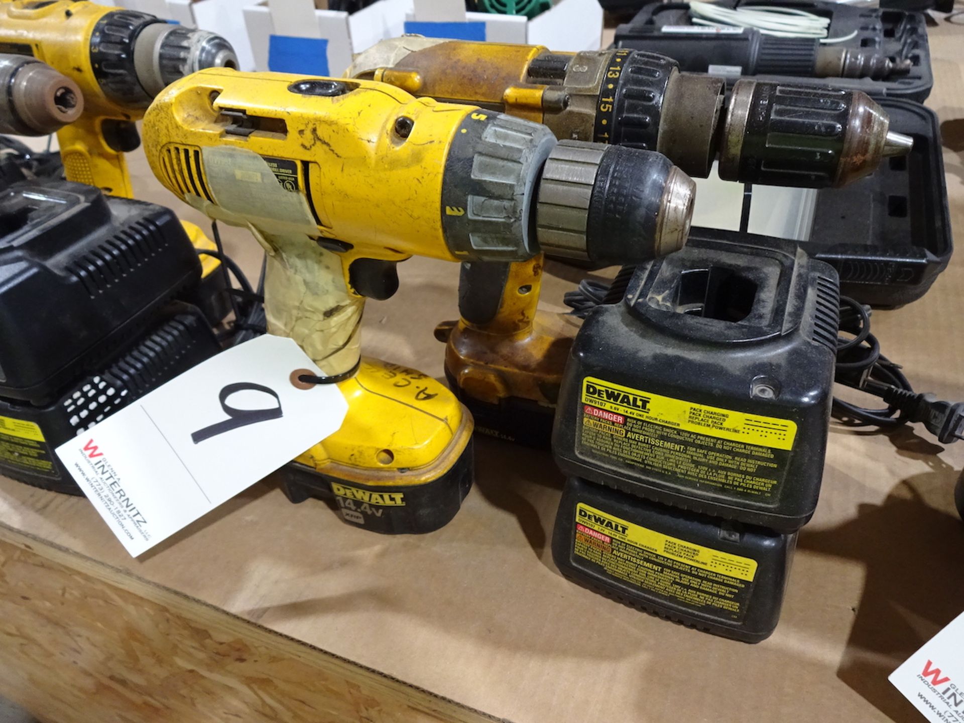 LOT: (2) Dewalt Model DW991 & DW983 Cordless Drill/Drivers, with (2) Batteries & (2) Chargers