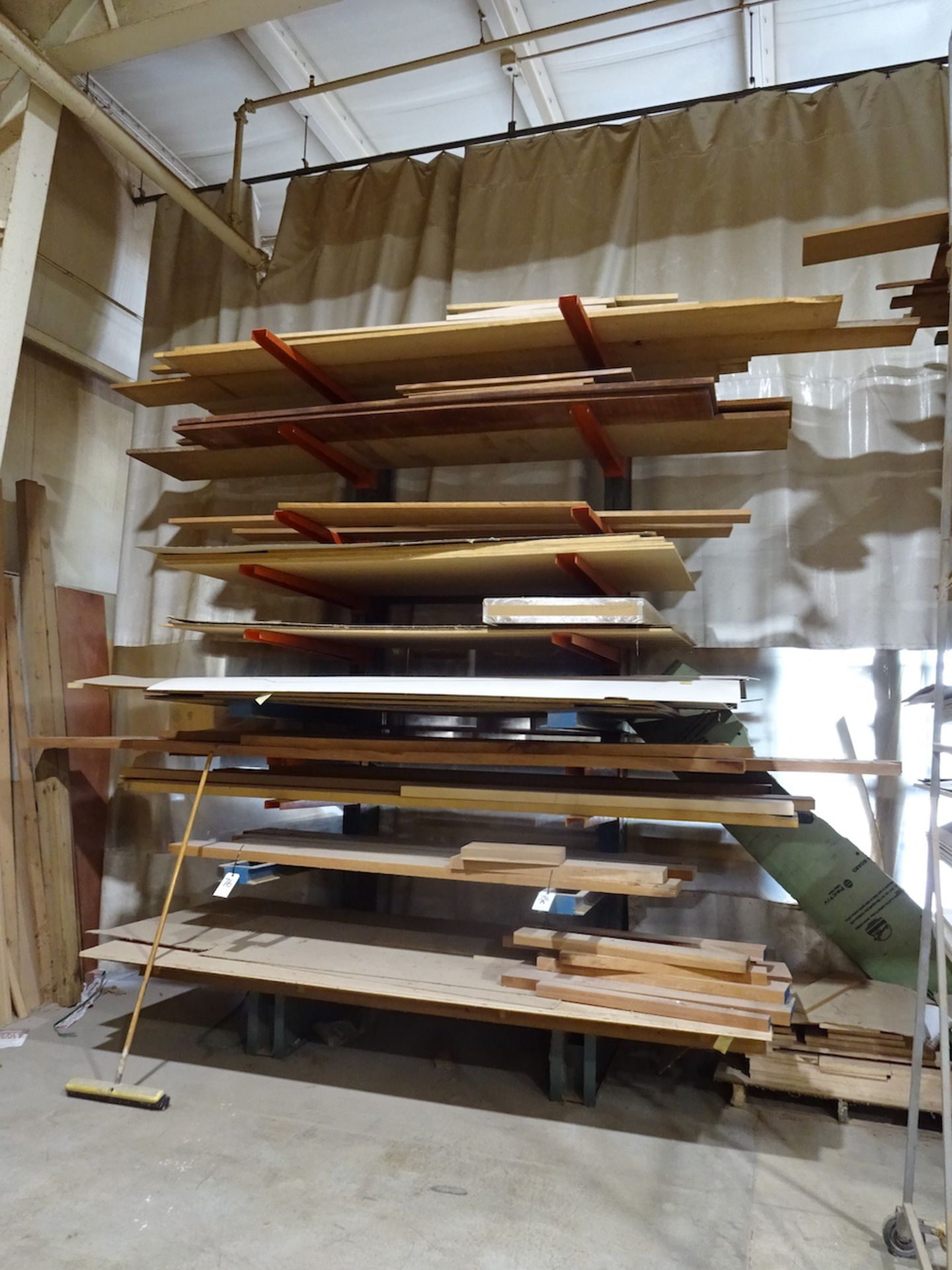LOT: Assorted Lumber & Plywood on Cantilever Rack