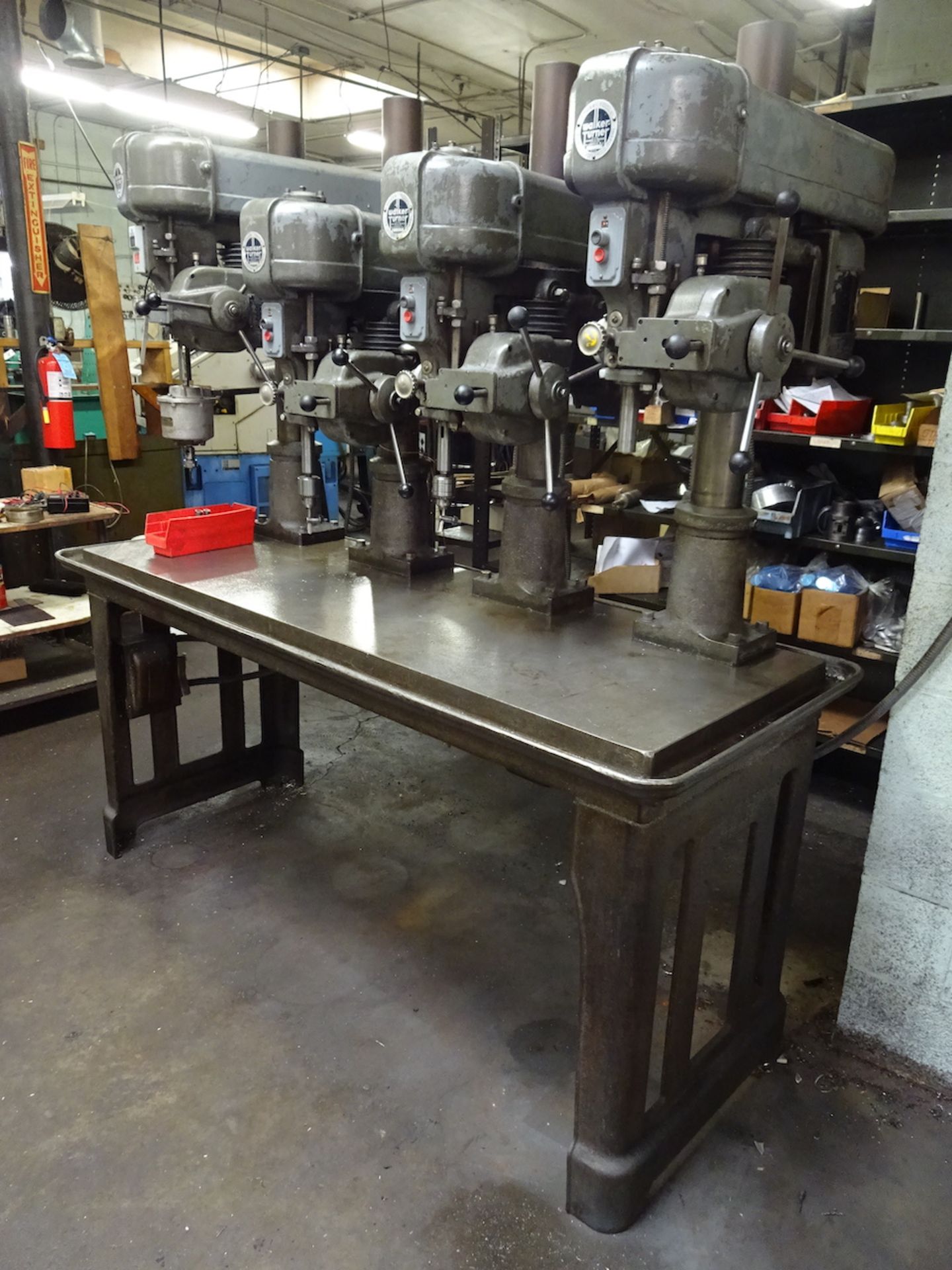 Walker Turner 18 in. 4-Spindle Production Drill, 70 in. x 24 in. Production Table, 1 HP Spindles - Image 2 of 6