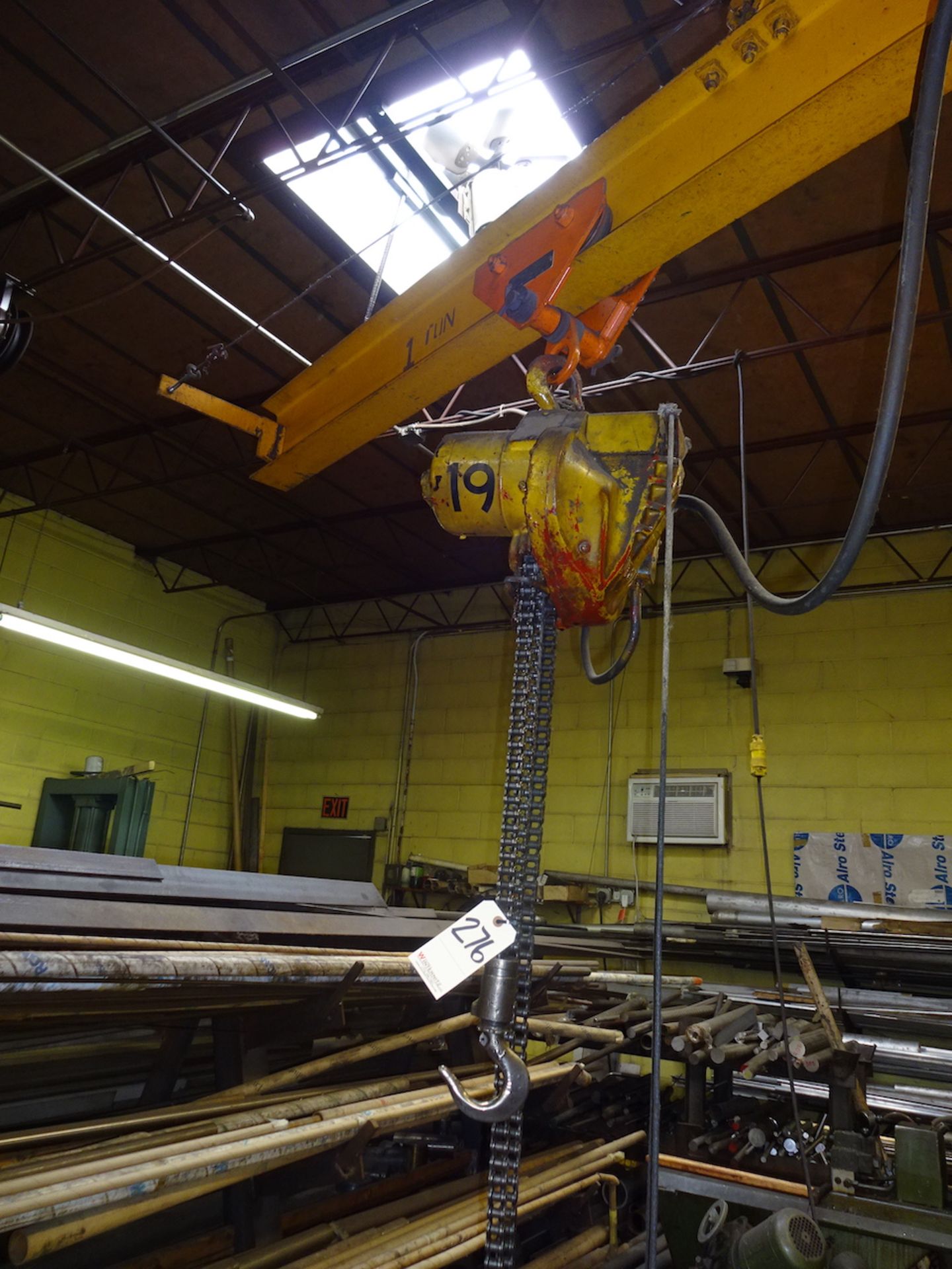 12 ft. (approx.) Post Mounted Jib Crane, with Yale 1 Ton Electric Hoist (delay removal ten days) - Image 3 of 3