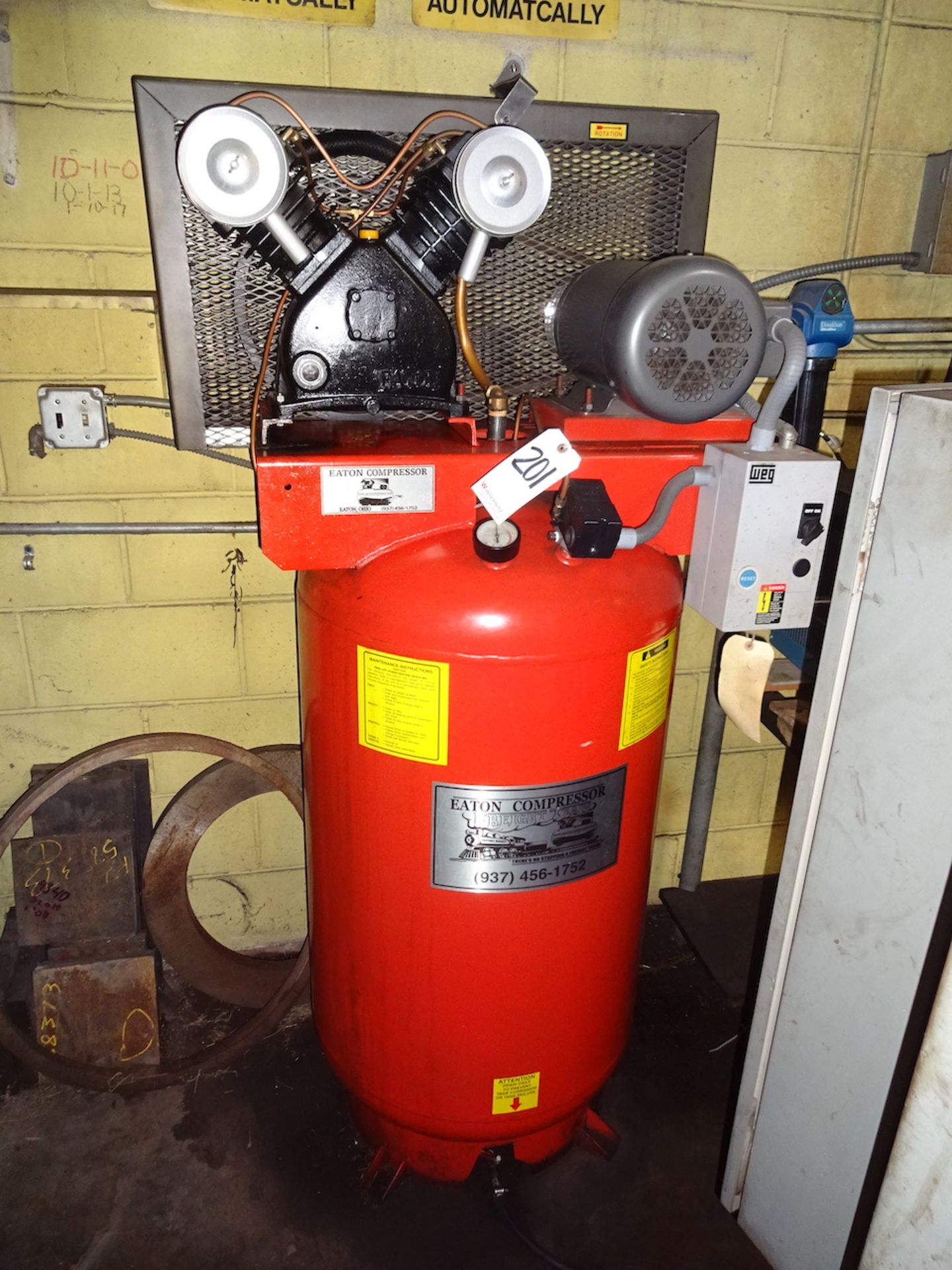 Eaton 5 HP Vertical Tank Mounted Air Compressor, with Aircel Model VF-25 Refrigerated Air Dryer, S/N
