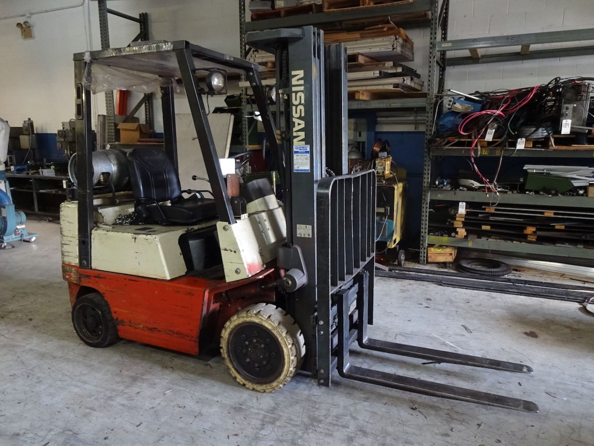 Nissan 3400 lb. Model CPJ02A20PV LP Forklift Truck, S/N 0PJ02-9P0007, 3-Stage Mast, Side Shift, 42