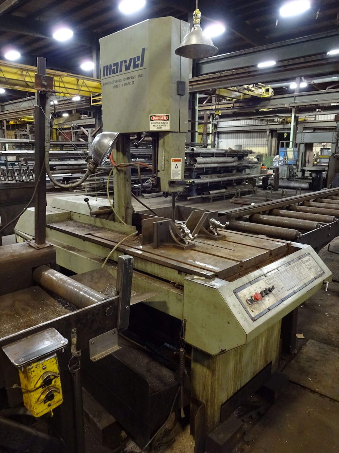 Marvel Model 8-Mark-II Vertical Band Saw, S/N 830913 (2012), with Heavy Duty Roller Infeed & Outfeed - Image 4 of 9
