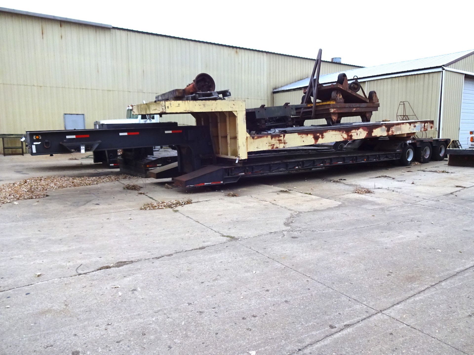 LOT: Heavy Duty Flatbed Trailer (yard use only), including Contents