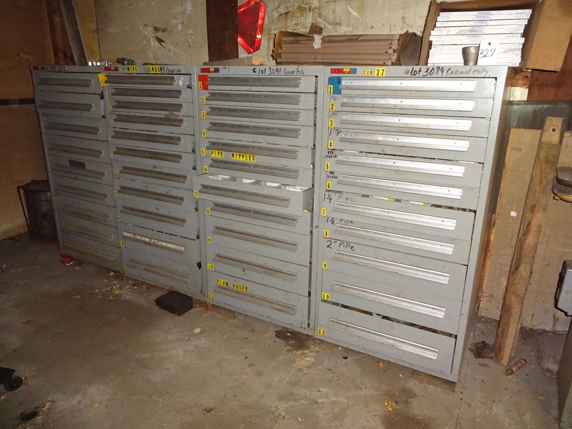 LOT: (4) Lyon 11-Drawer Heavy Duty Parts Storage Cabinets, with Contents