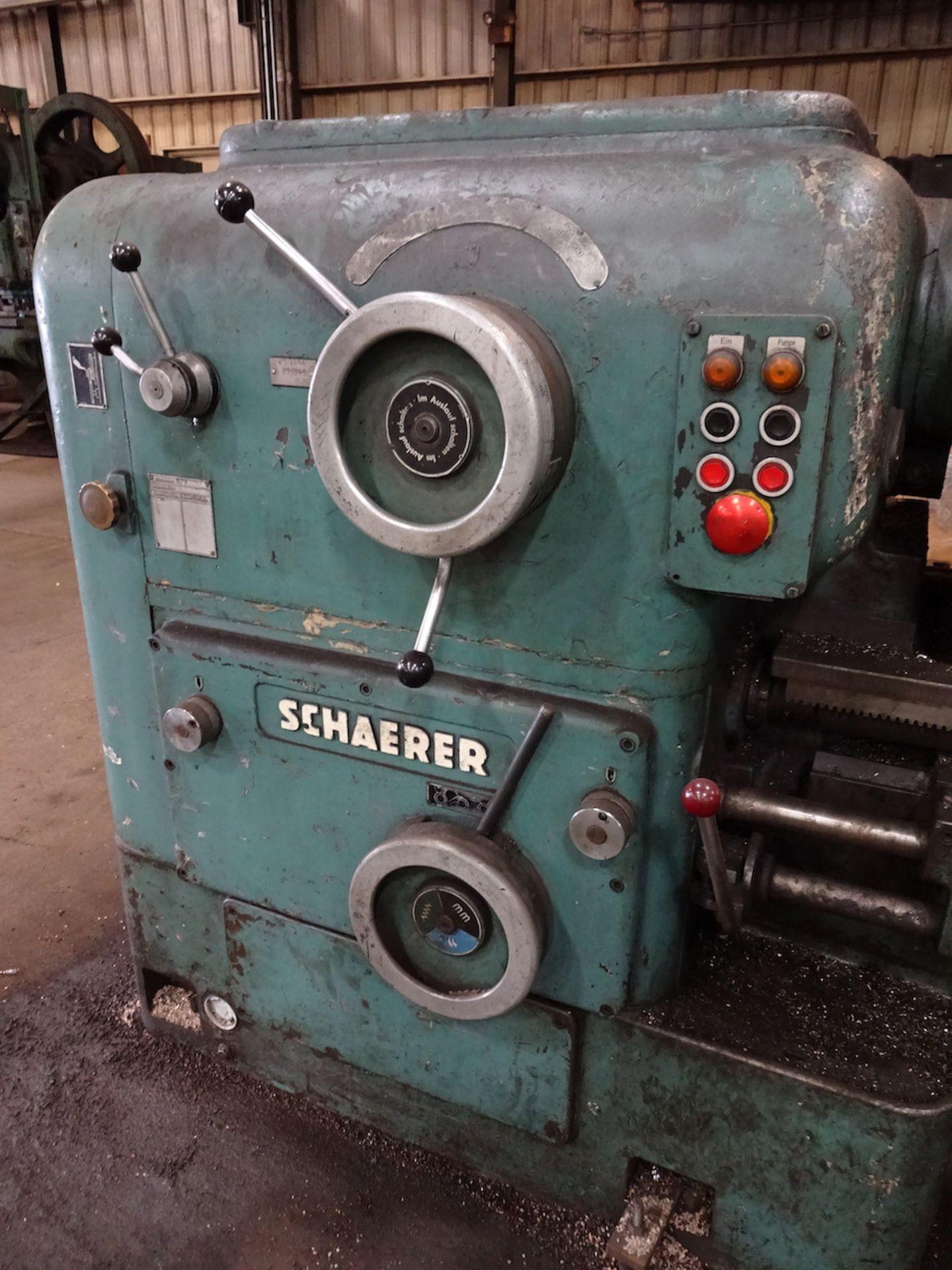 Schaerer 28 in. x 31 ft. Bed (approx.) Engine Lathe, S/N UDA700/16 512, 27 in. Face Plate, Steady - Image 11 of 11