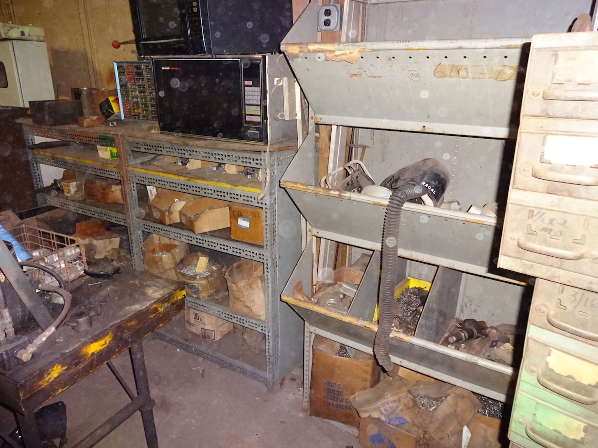 LOT: Parts Cabinets & Shelving, with Contents (along wall) - Image 2 of 2