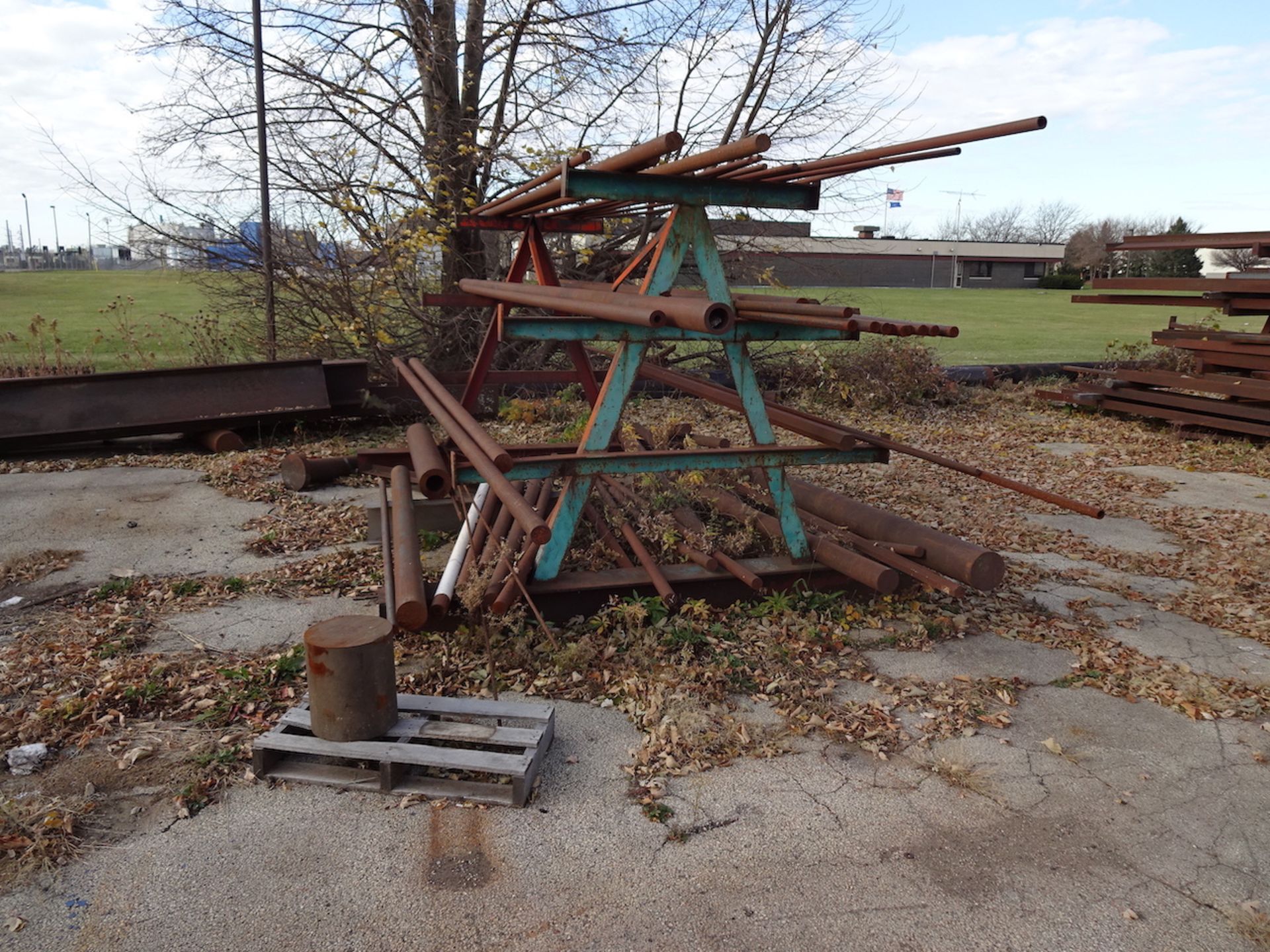 LOT: All Scrap on Southwest Side of Building including I-Beam, Tubing, Square, Channel, Steel Racks, - Image 9 of 24