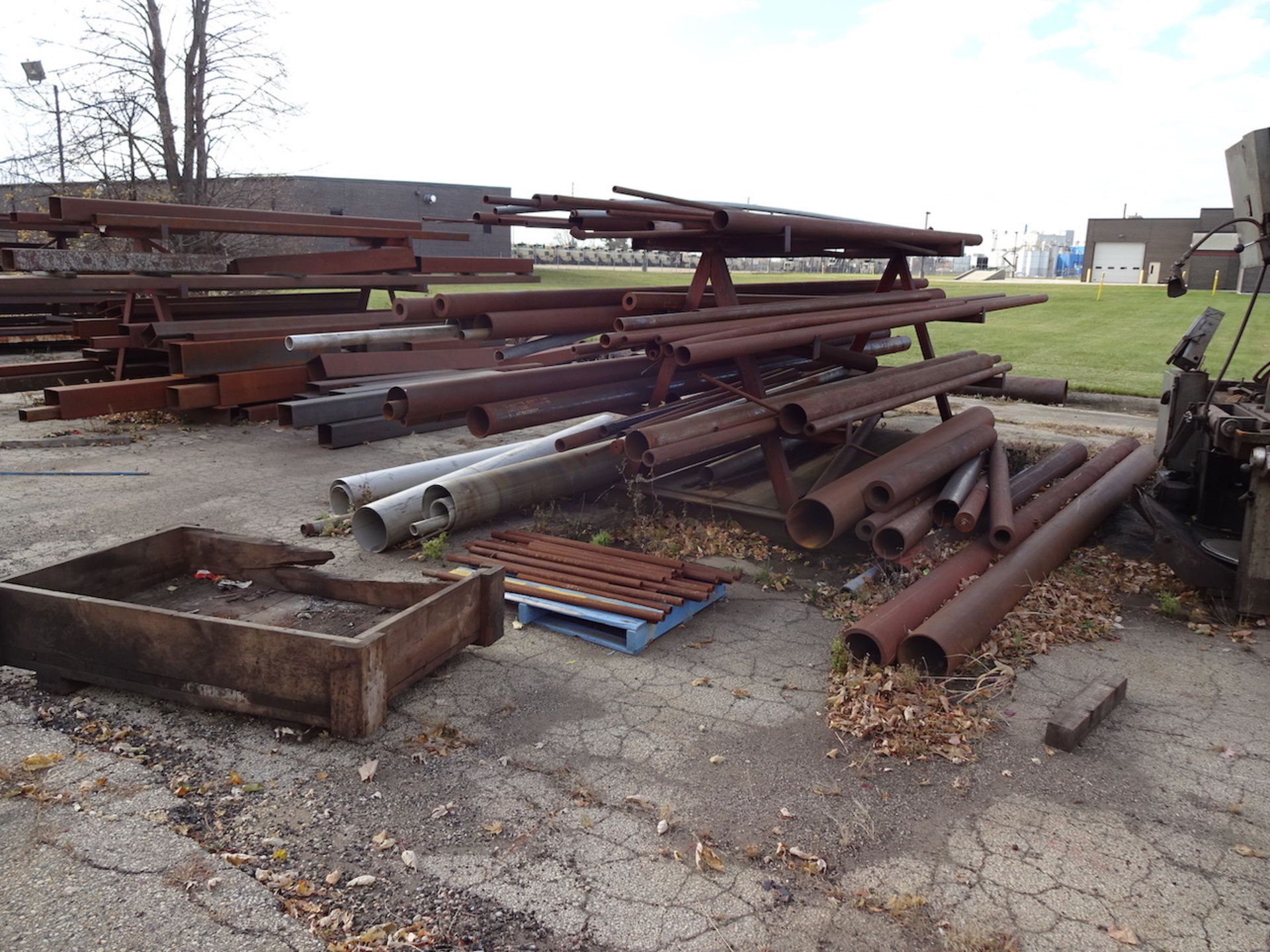 LOT: All Scrap on Southwest Side of Building including I-Beam, Tubing, Square, Channel, Steel Racks, - Image 3 of 24