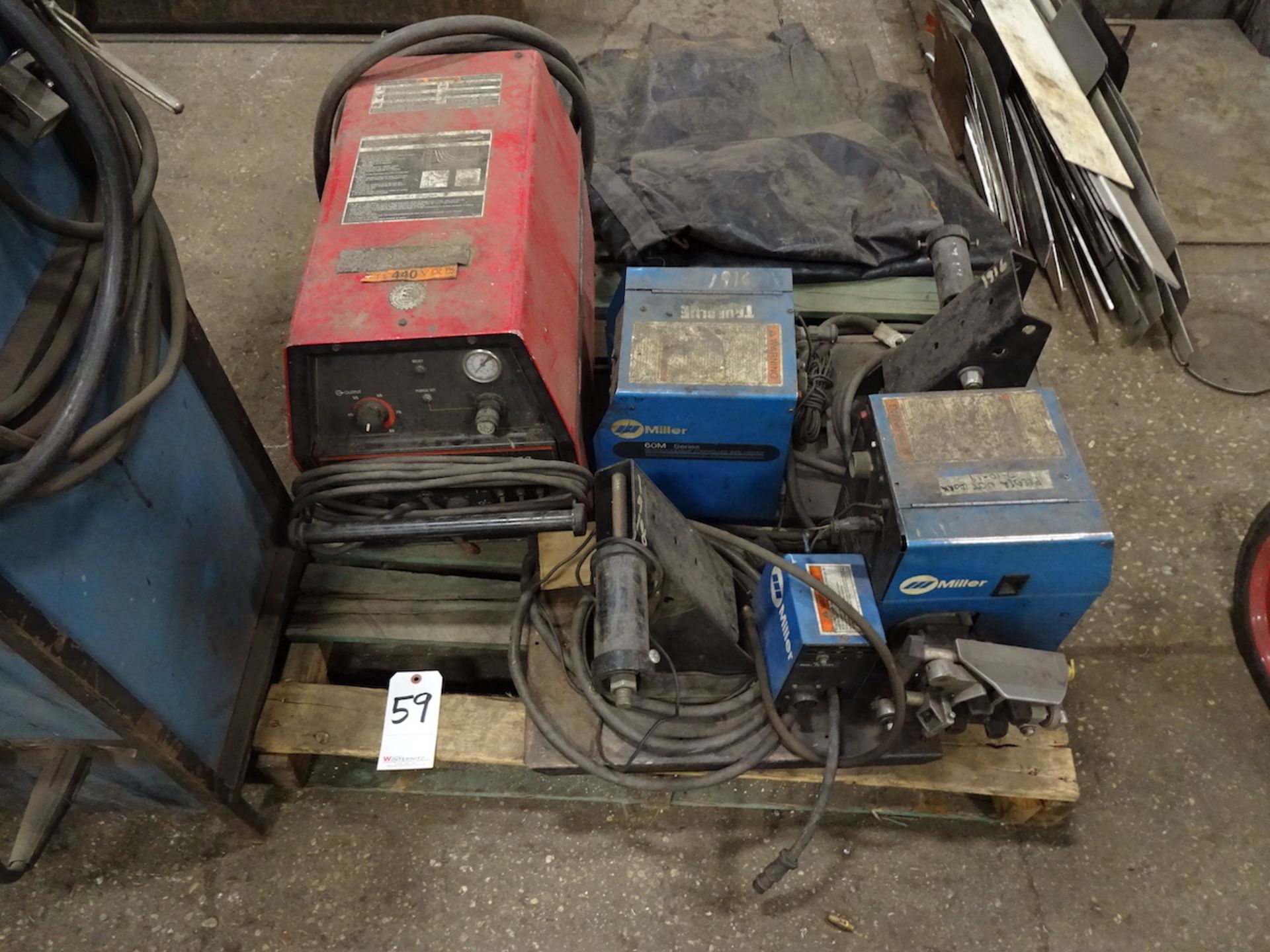 LOT: Lincoln Pro-Cut 80 Plasma Cutter & Miller Wire Feeders, etc. on (1) Skid