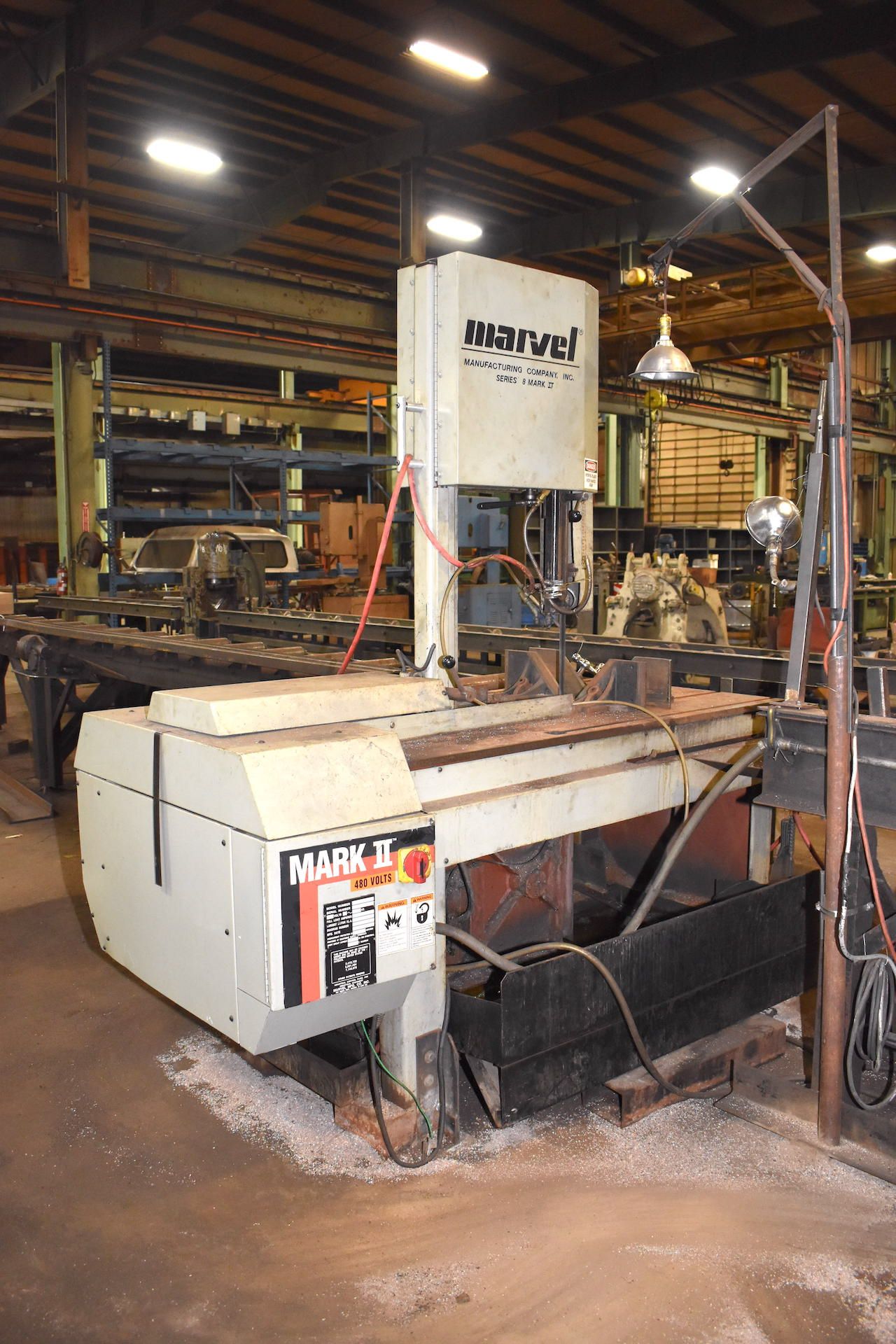 Marvel Model 8-Mark-II Vertical Band Saw, S/N 830913 (2012), with Heavy Duty Roller Infeed & Outfeed