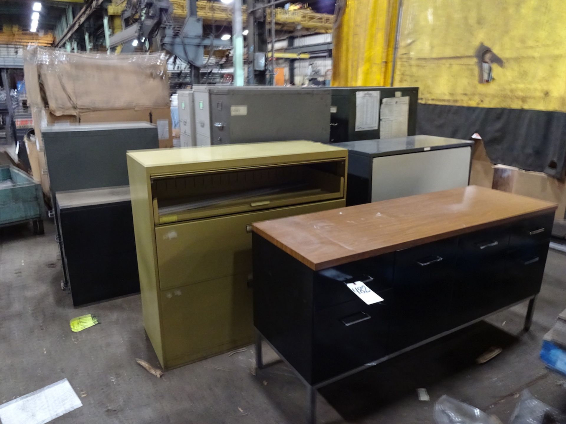 LOT: ASSORTED FILE CABINETS & DESKS