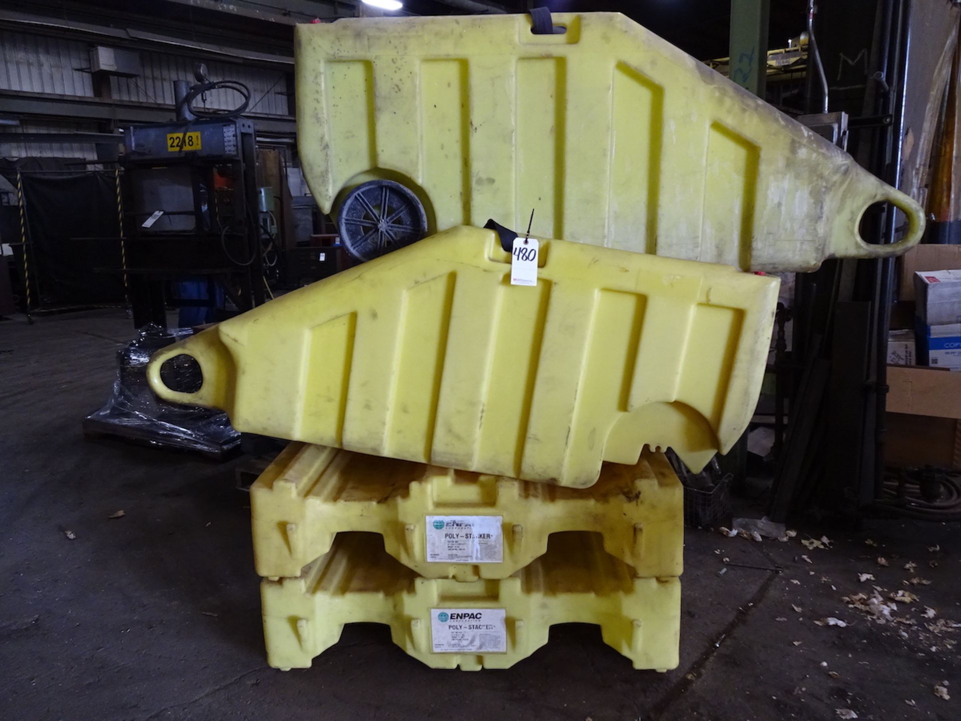 LOT: (2) ENPAC 600 LB. CAP. NO. 5300 POLY-DOLLY 55 GAL. DRUM DISPENSING AND CONTAINMENT DOLLY