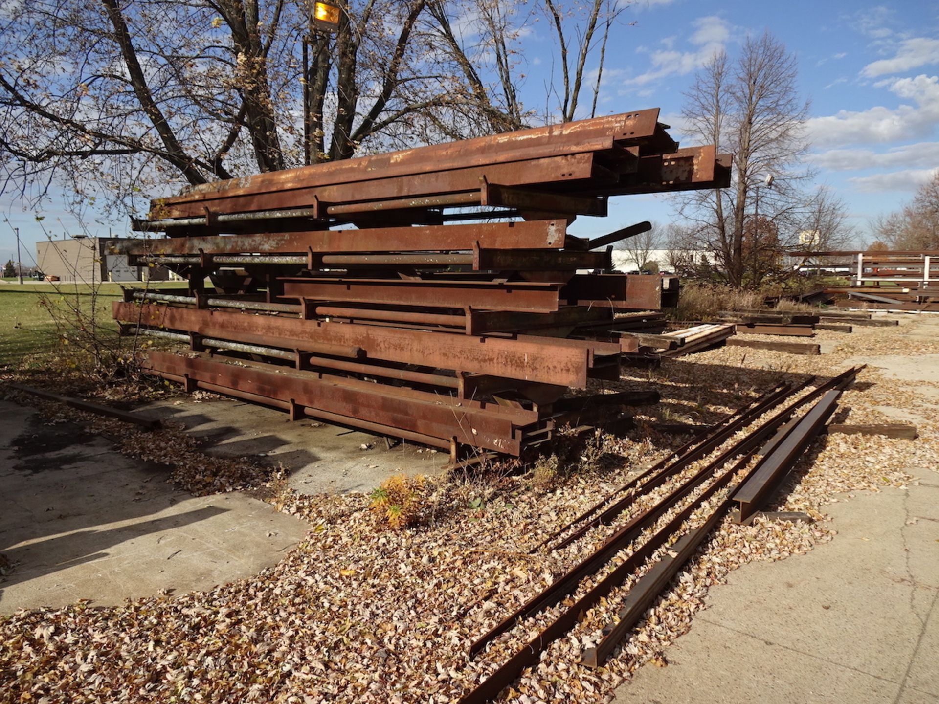 LOT: All Scrap on Southwest Side of Building including I-Beam, Tubing, Square, Channel, Steel Racks, - Image 17 of 24