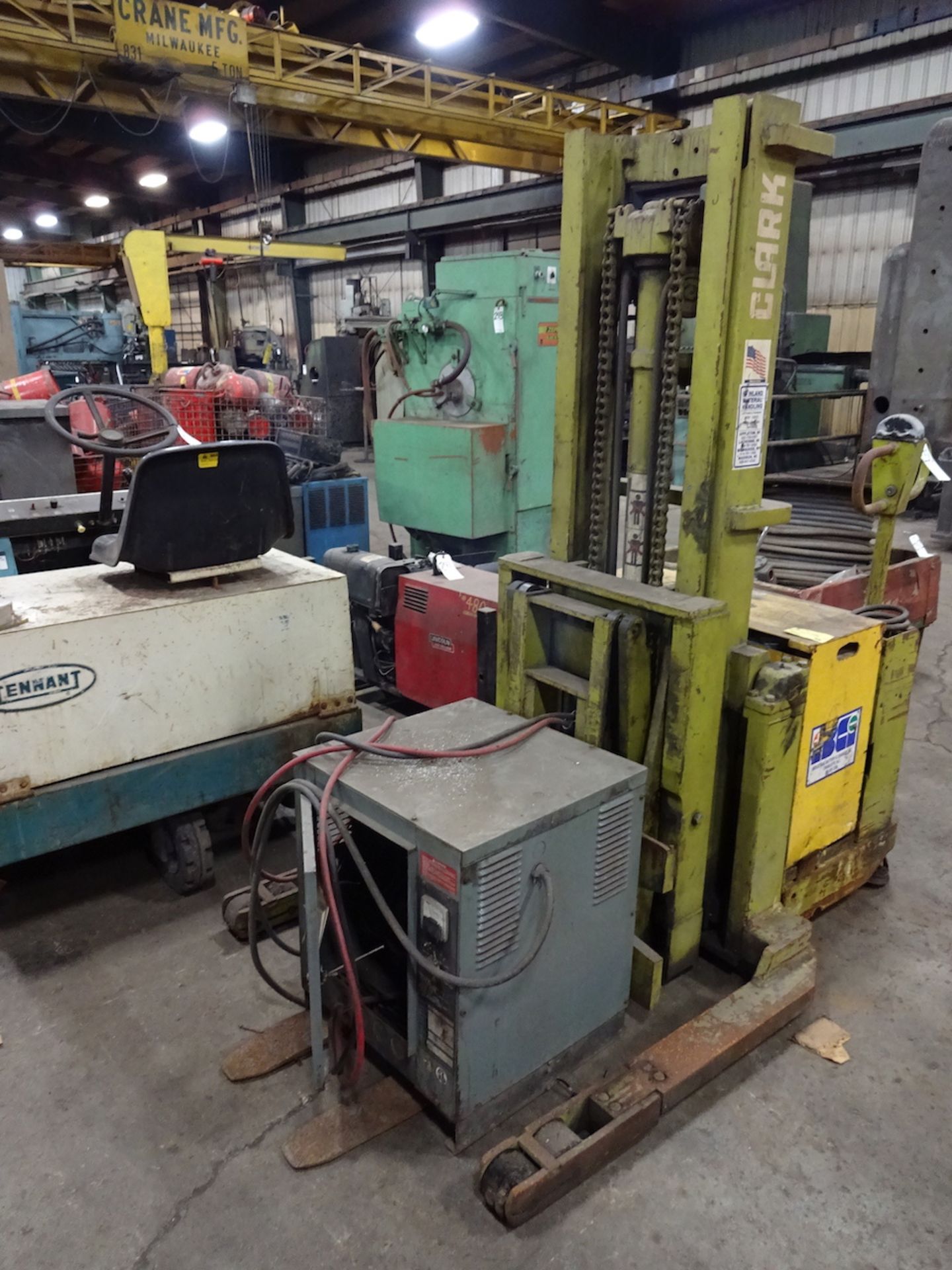 LOT: Clark Walk-Behind Forklift Truck, with Scissor Forks & Hobart Accu-Charger - Image 2 of 2