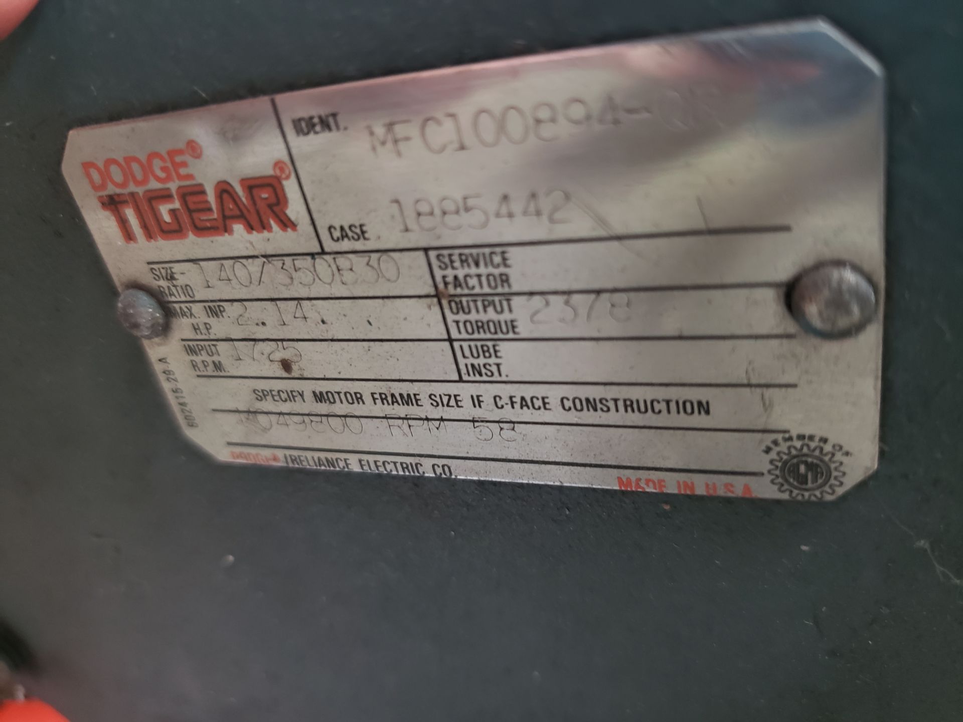 DODGE TIGEAR MFC100894-QR GEAR REDUCER - Image 5 of 5
