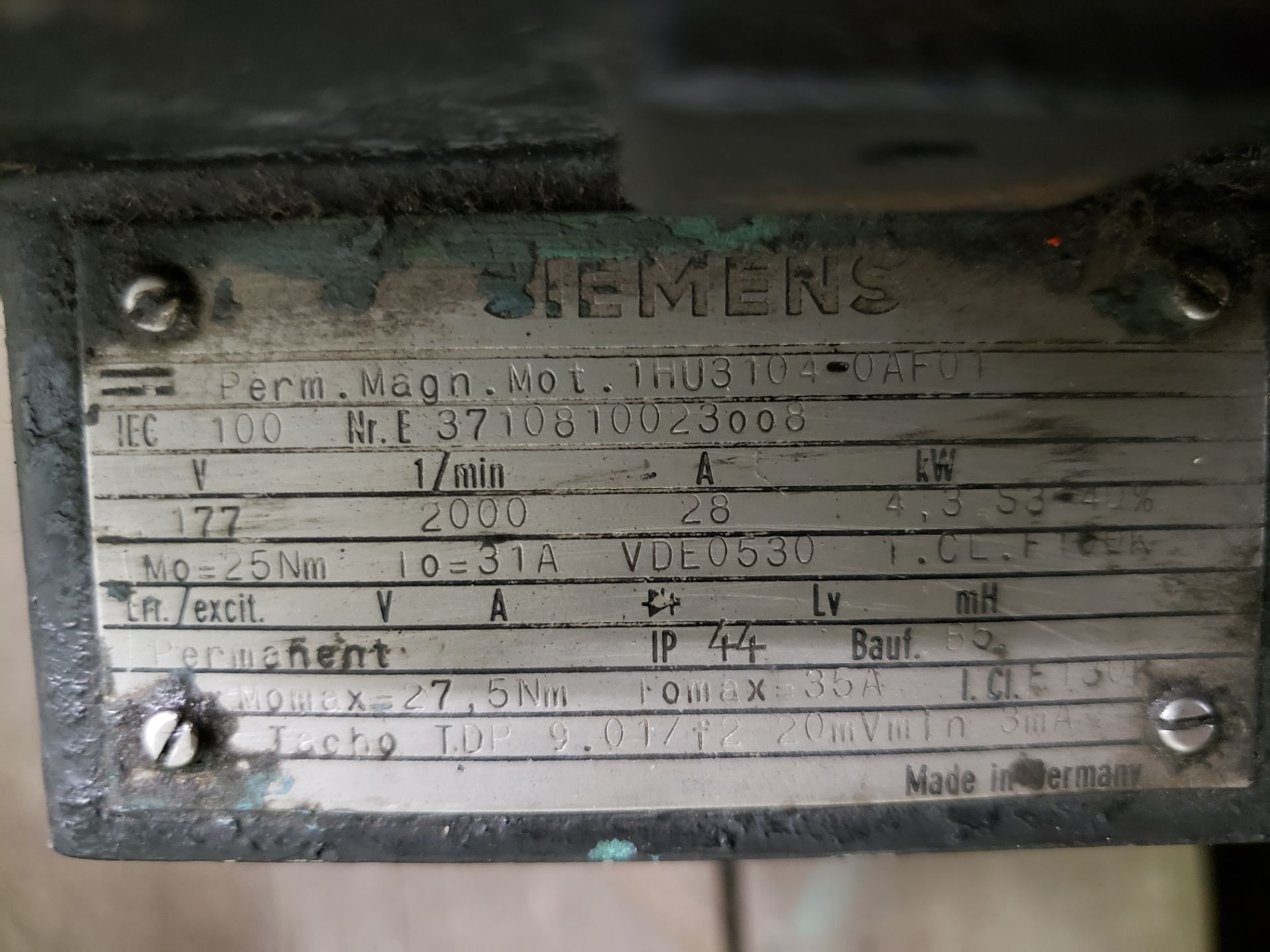 SIEMENS SERVO MOTOR PART # IHU31040AH01Z - Image 4 of 5
