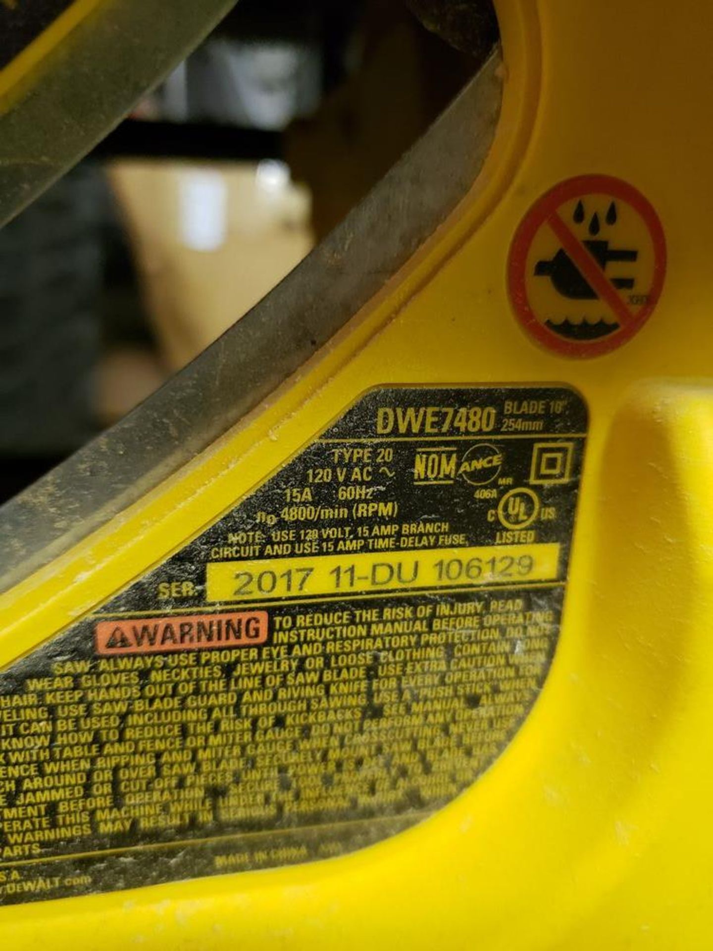 DEWALT DWE7480 TABLE SAW - Image 3 of 3