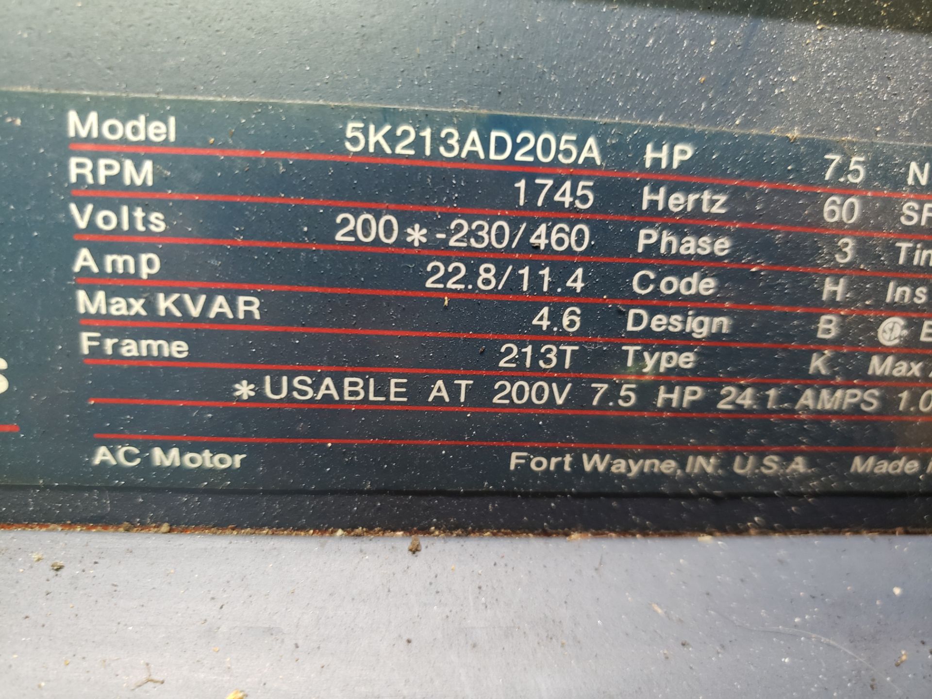 GE MOTOR MODEL 5K213AD205A - 7.5 HP - Image 4 of 4