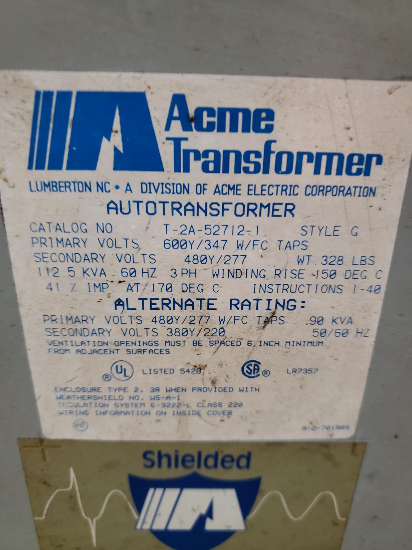 ACME TRANSFORMER 112.5 KVA - Image 2 of 4