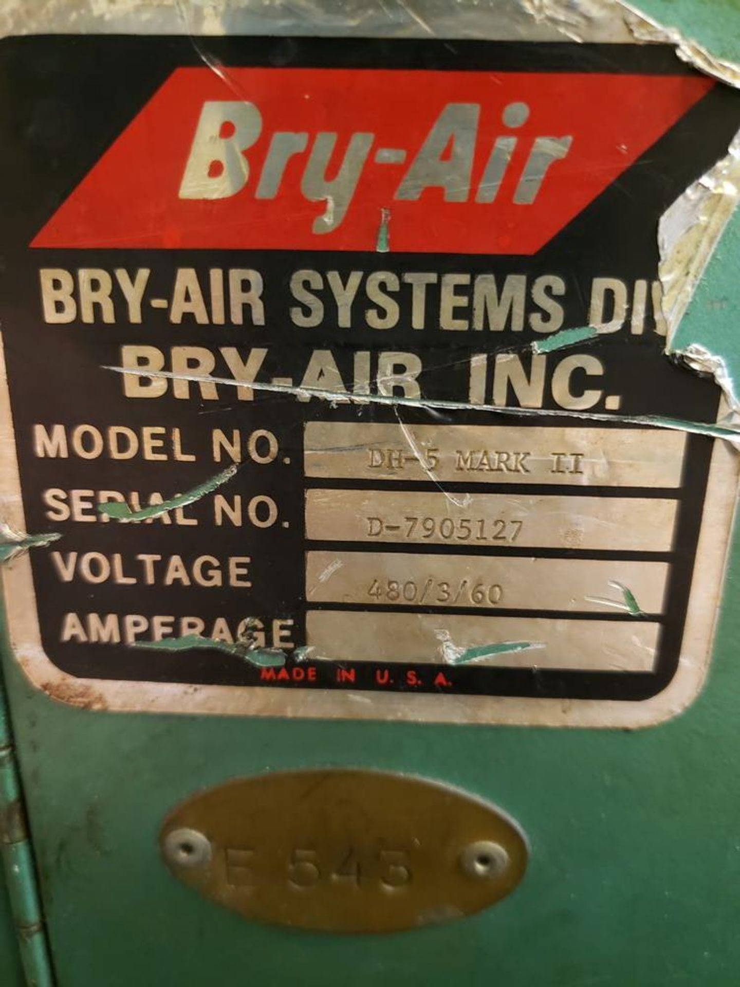 BRY AIR MATERIAL DRYER MODEL DH-5 MARK II - 3 PHASE - Image 2 of 3