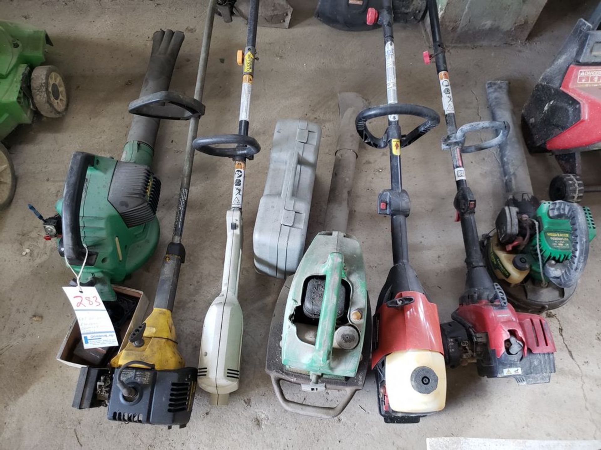 LOT OF LAWN EQUIPMENT BLOWERS, TRIMMERS - 7 ITEMS