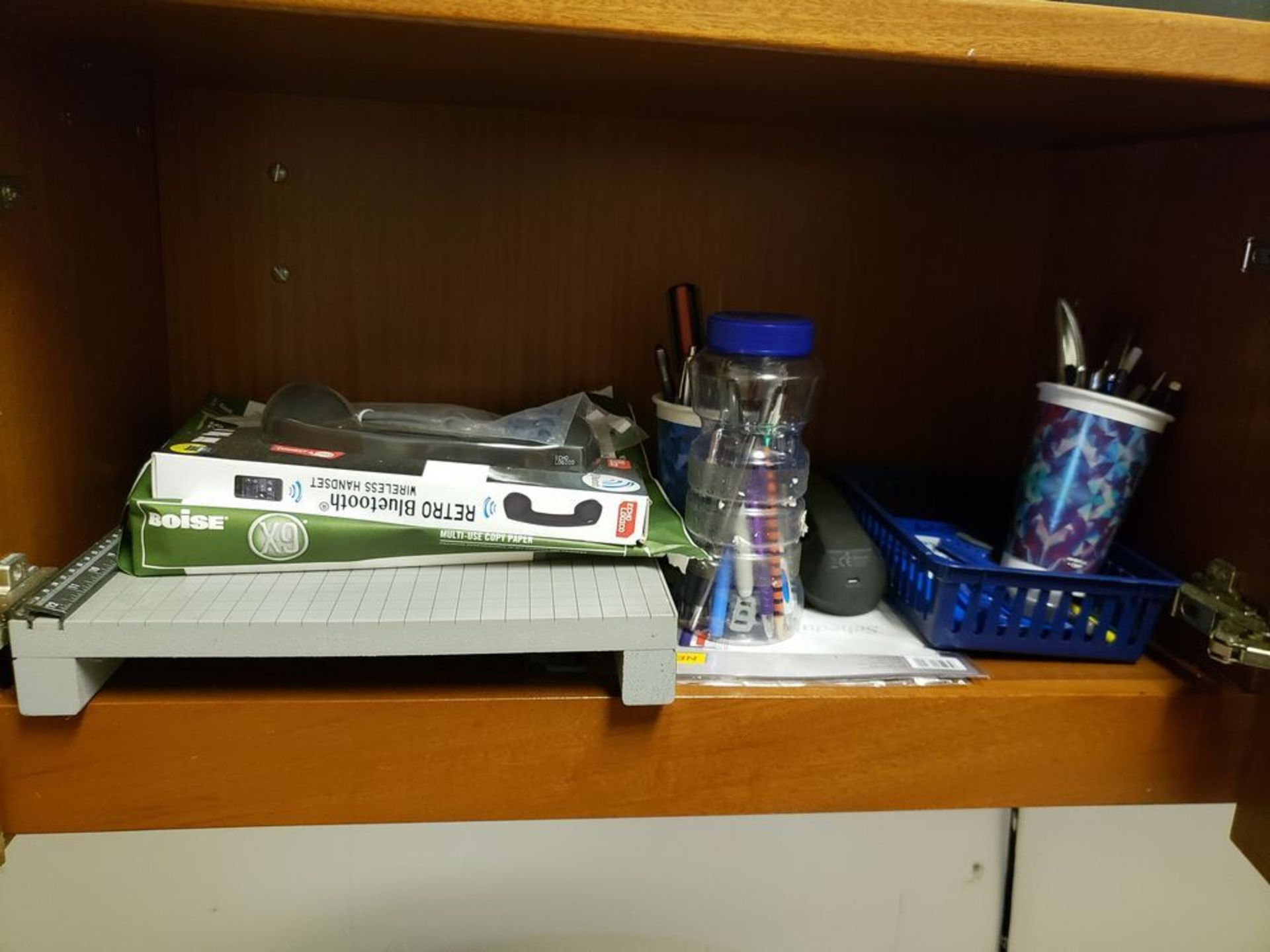 LOT OF OFFICE SUPPLIES IN CABINETS