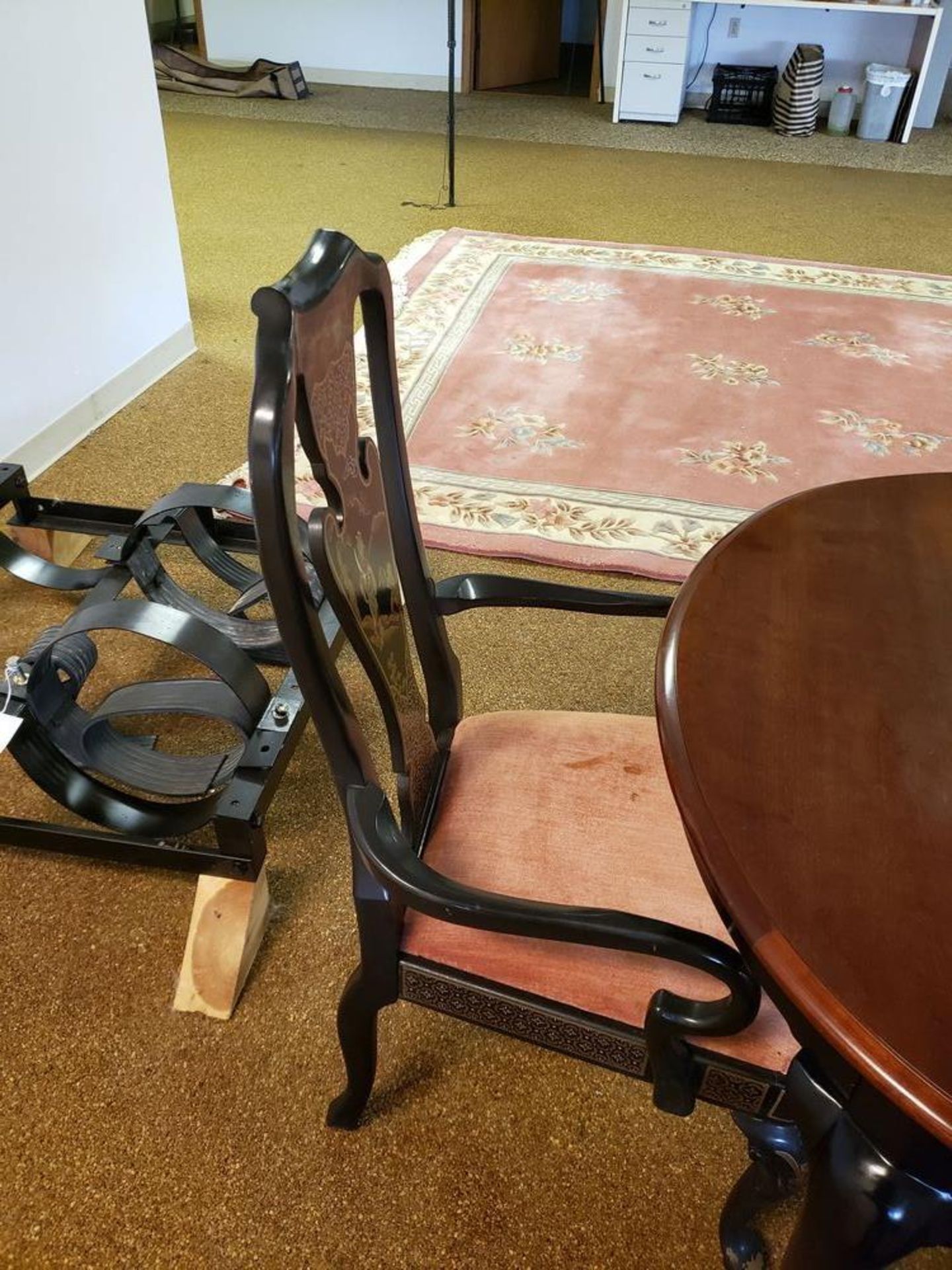 DINING ROOM TABLE WITH 6 ORIENTAL STYLE CHAIRS. TABLE MEASURES 8'11" X 43-1/2" - Image 7 of 8