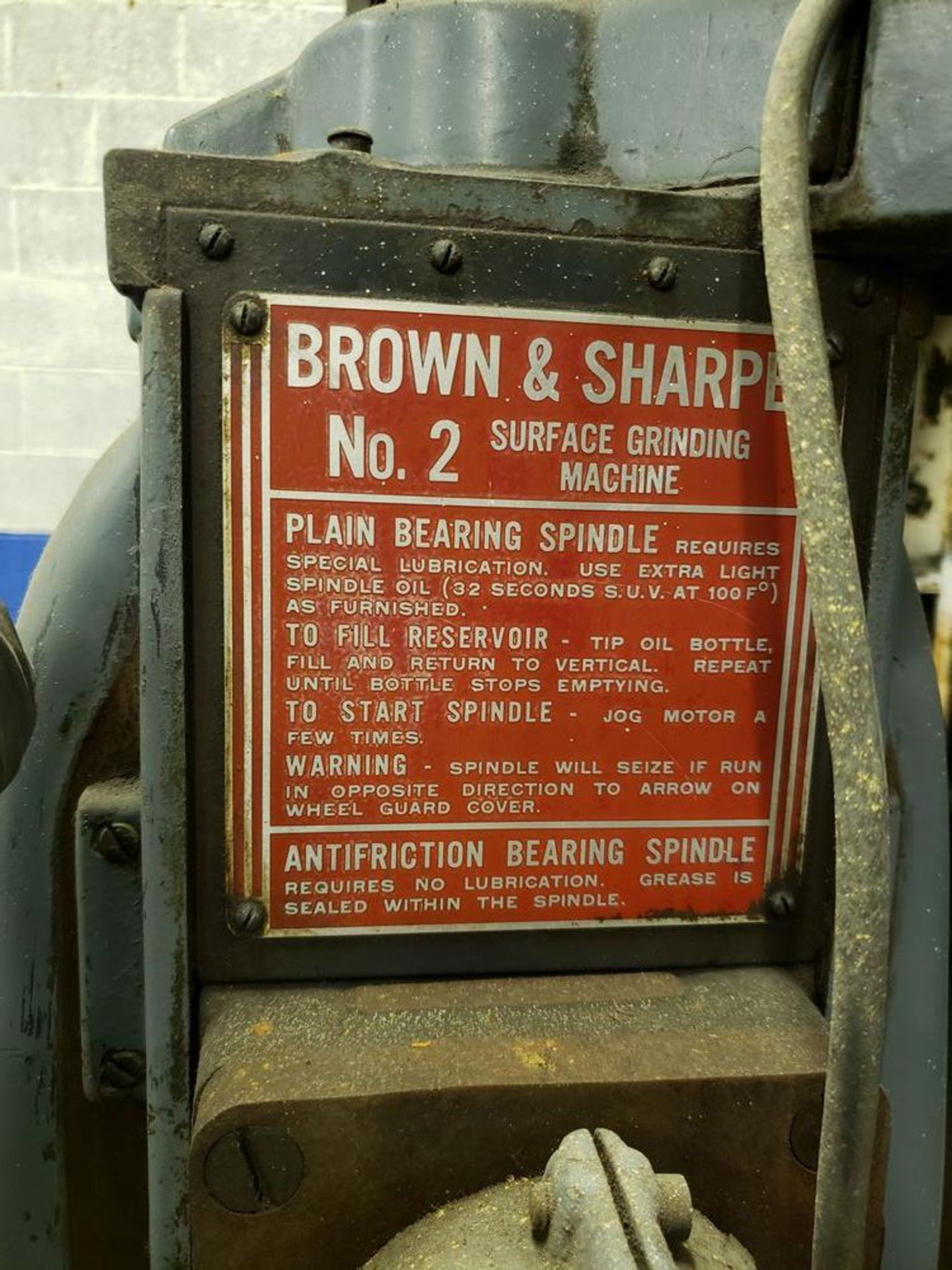 BROWN AND SHARPE NO. 2 SUFACE GRINDING MACHINE You must use our Rigger - Rigging Fee $100.00 - Image 2 of 11