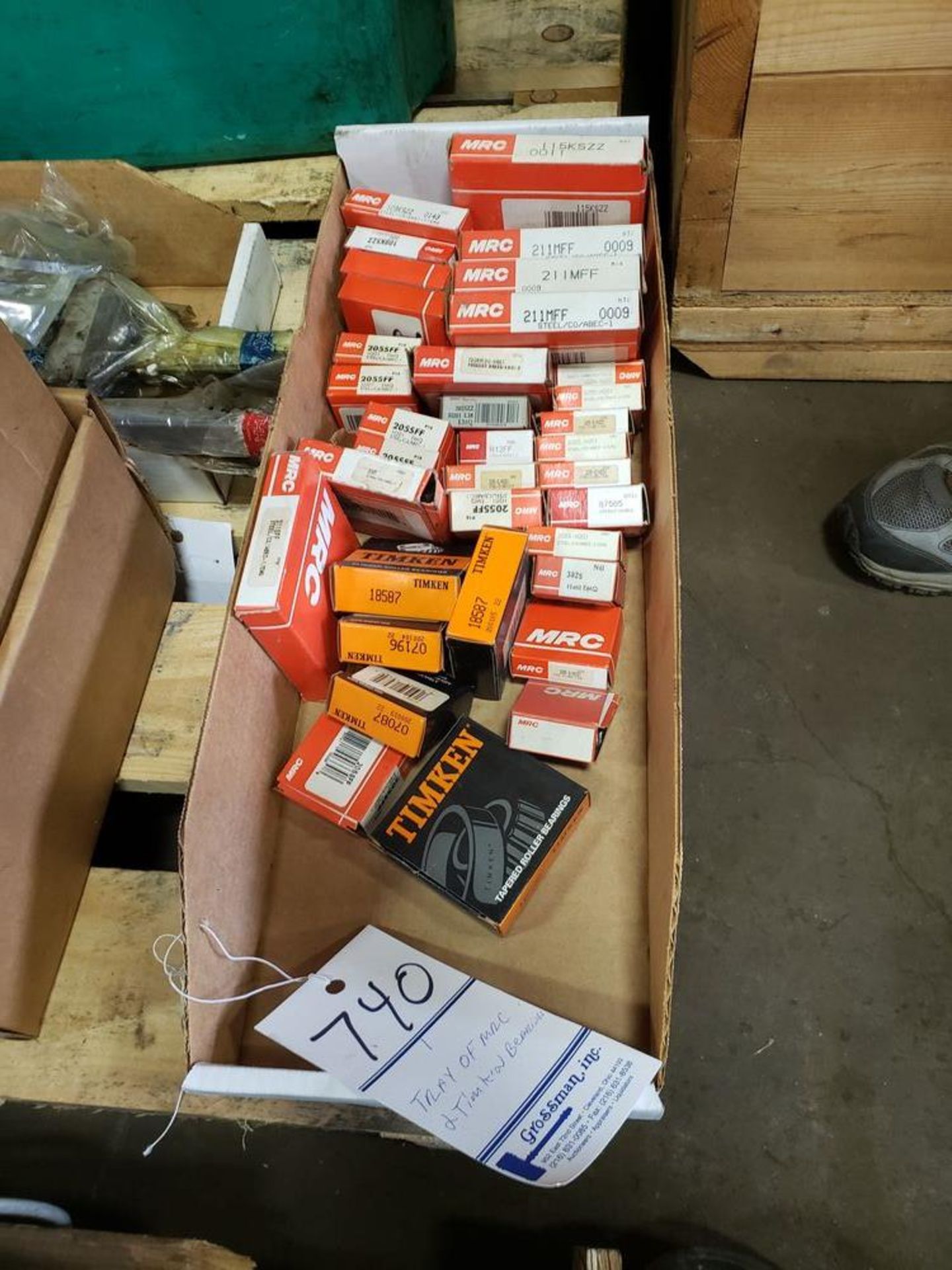 TRAY OF MRC AND TIMKEN BEARINGS Dock high loading only