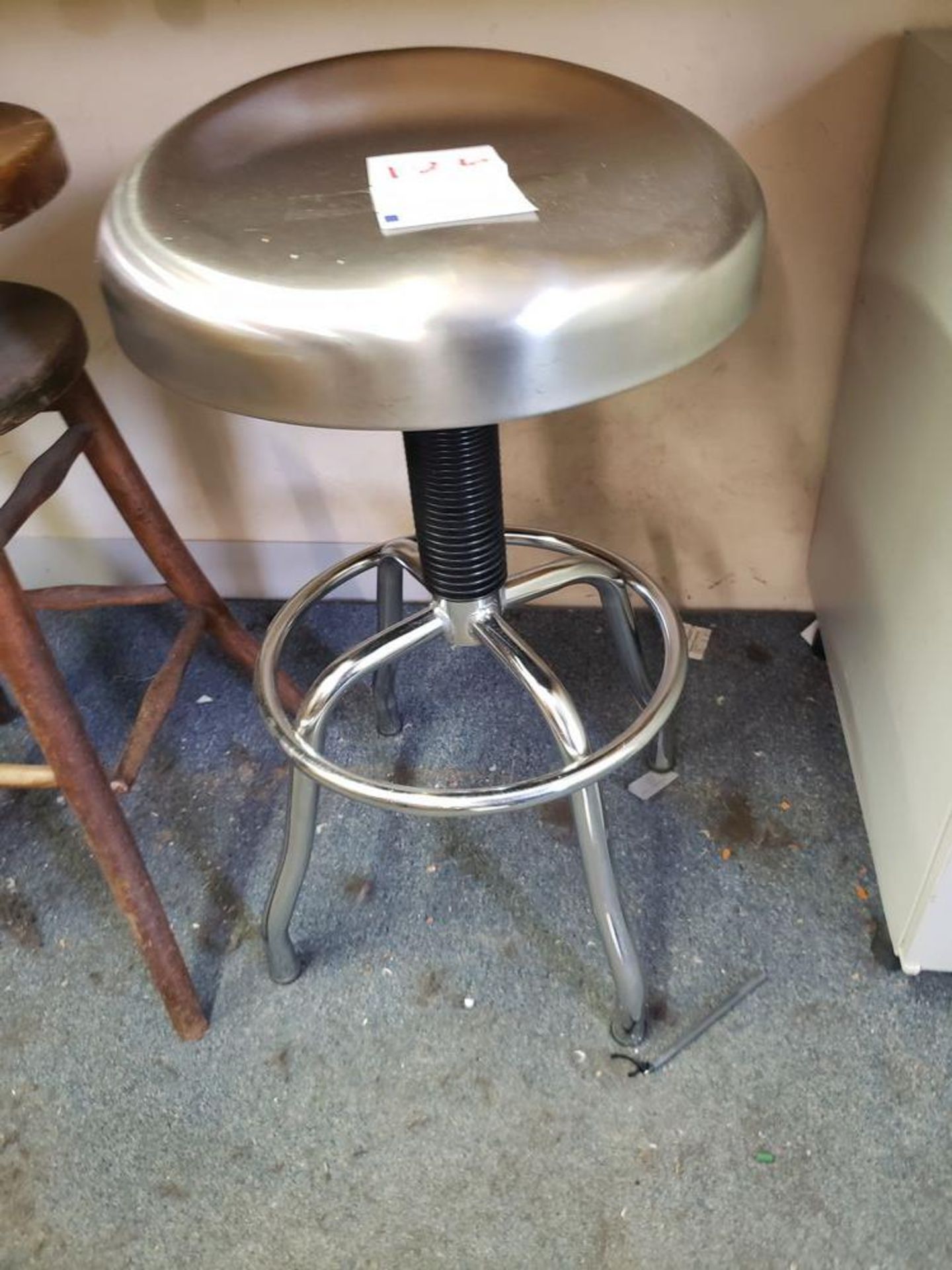 MODERN STAINLESS STEEL STOOL - Image 2 of 2