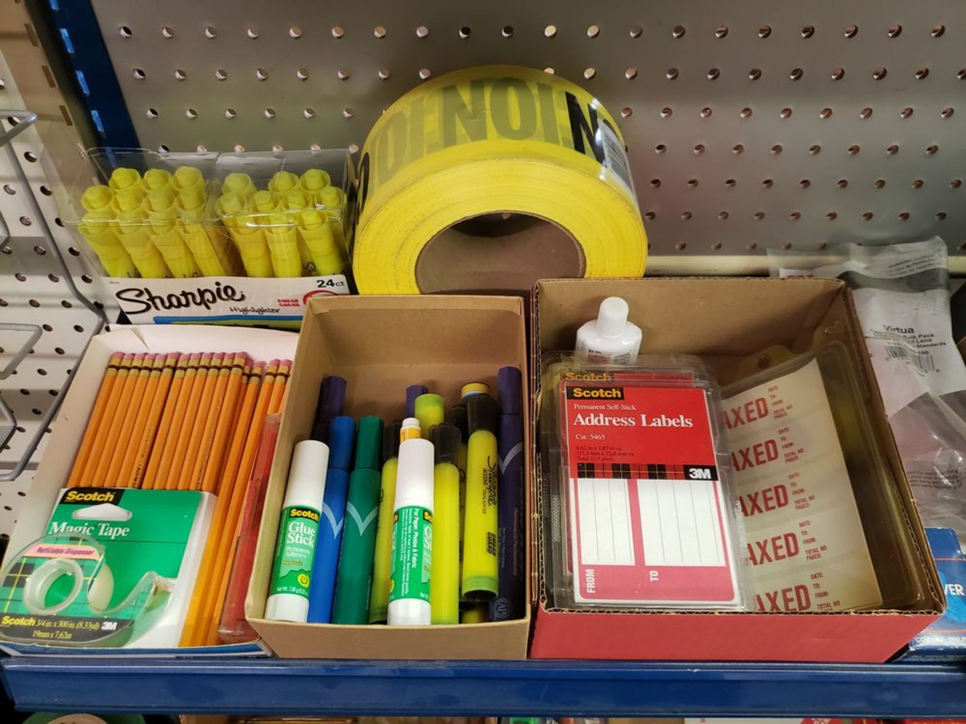 LOT OF OFFICE SUPPLIES AND MISC ON 3 SHELVES - Image 5 of 8