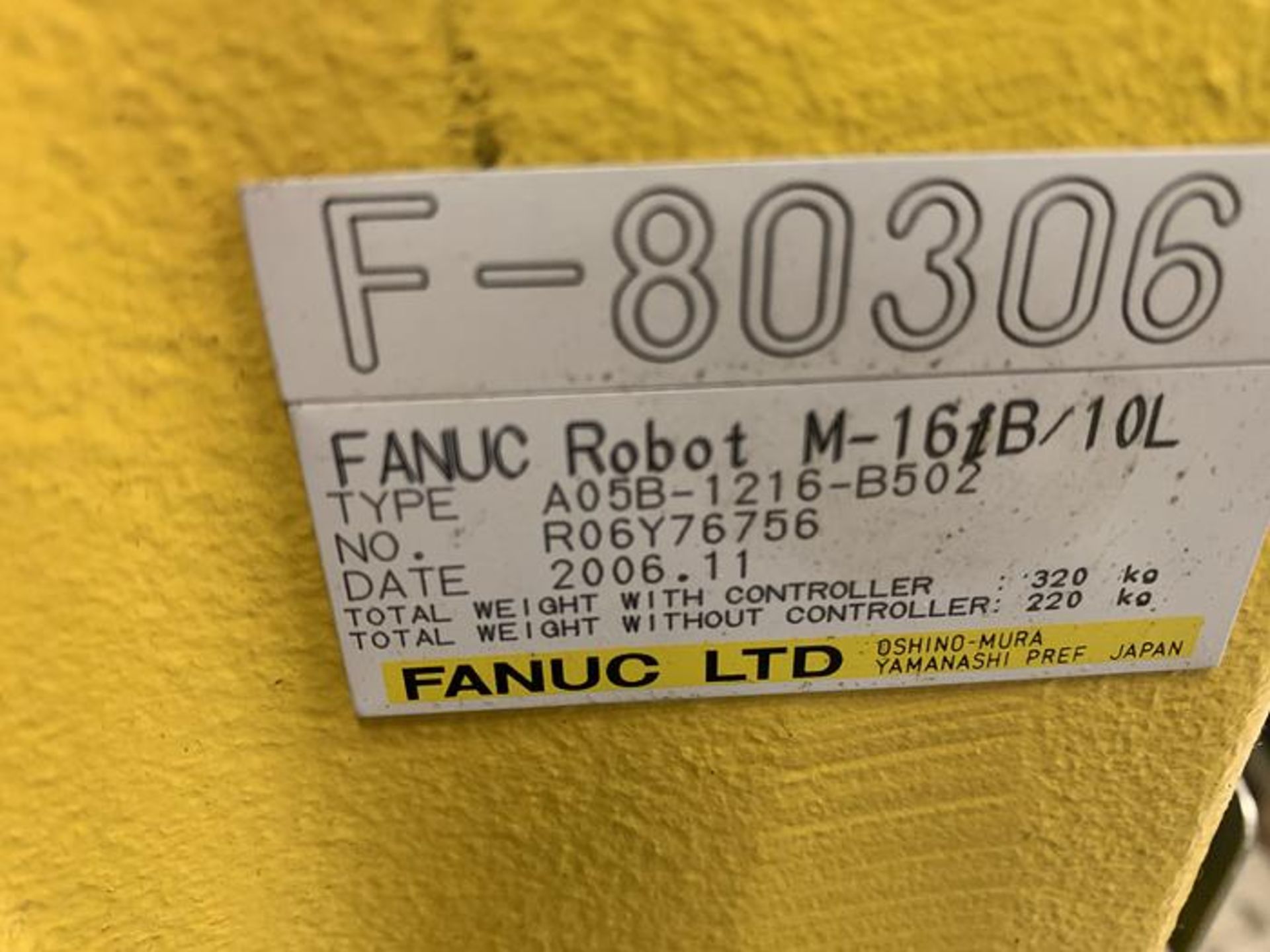 FANUC M16iB/10L WITH RJ3iC (R30iA) CONTROLLER, TEACH & CABLES, YEAR 2006, SN 80306, - Image 17 of 17