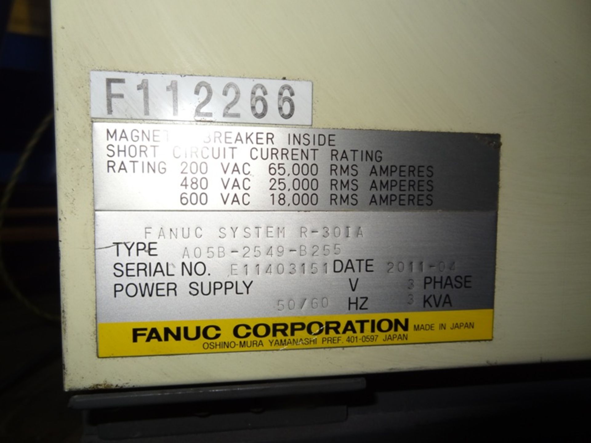 FANUC ROBOT ARCMATE 120iC/10L WITH R-30iA CONTROL, TEACH & CABLES, YEAR 2011, SN 112266 - Image 19 of 20