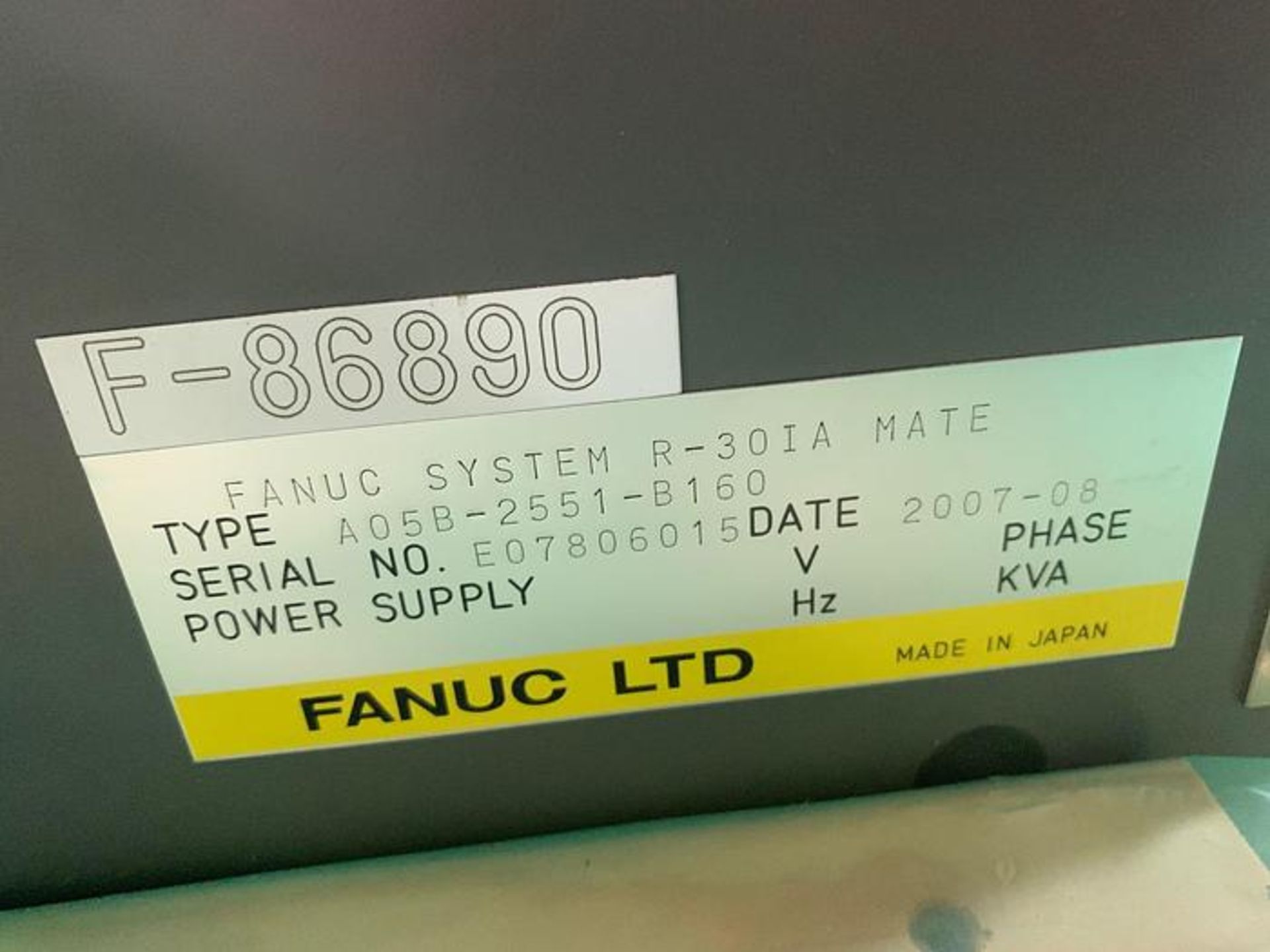 FANUC ROBOT LRMATE 200iC WITH R-30iA CONTROL, TEACH & CABLES, YEAR 2007, SN 86890 - Image 6 of 6