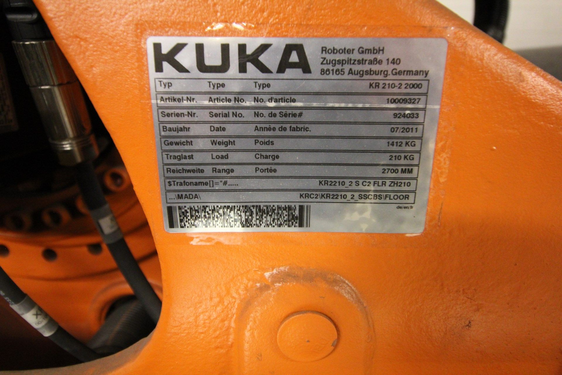 KUKA ROBOT KR 210-2 2000, ARM ONLY (NEW), SN 924033, YEAR 20011 - Image 3 of 3