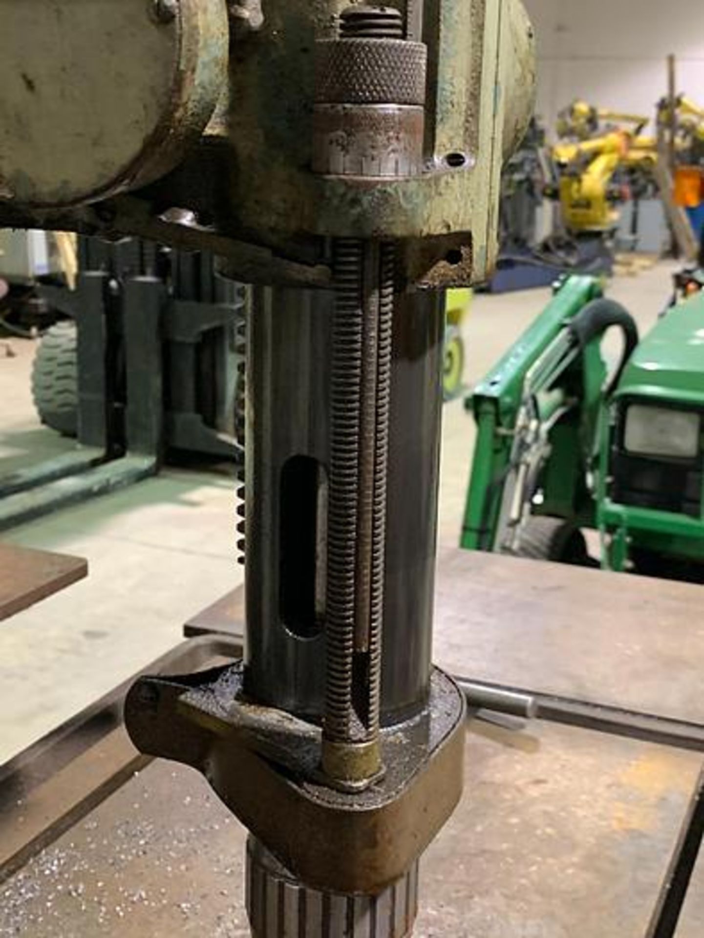 JOHANSSON FLOOR STANDING JACK KNIFE GEARED HEAD POWER FEED SINGLE SPINDLE DRILL, SN 42121 - Image 5 of 11