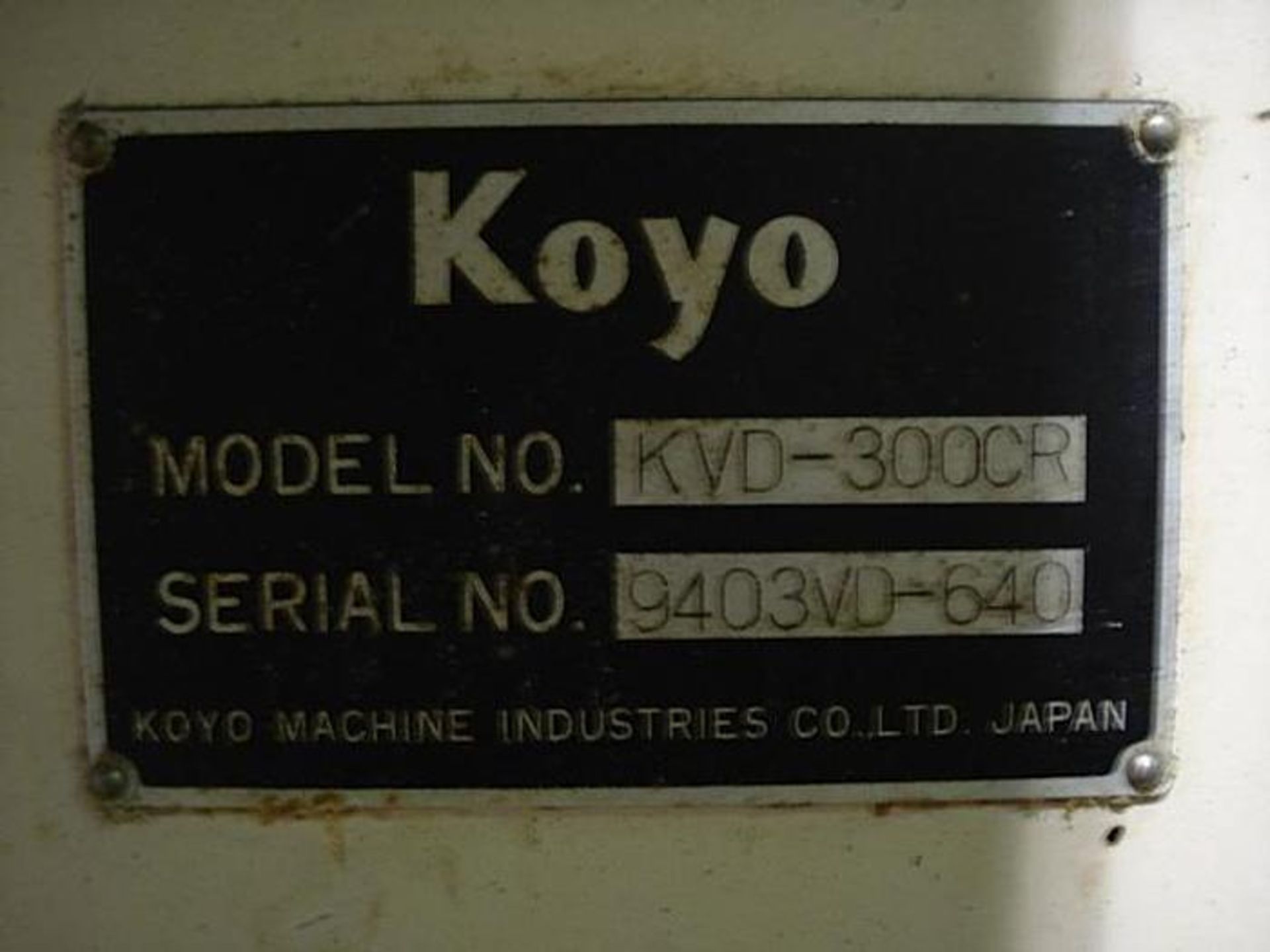 KOYO KVD300CR VERTICAL DOUBLE DISC GRINDER, SN 9403VD-640, YEAR 1995, LOCATON MI - Image 3 of 5