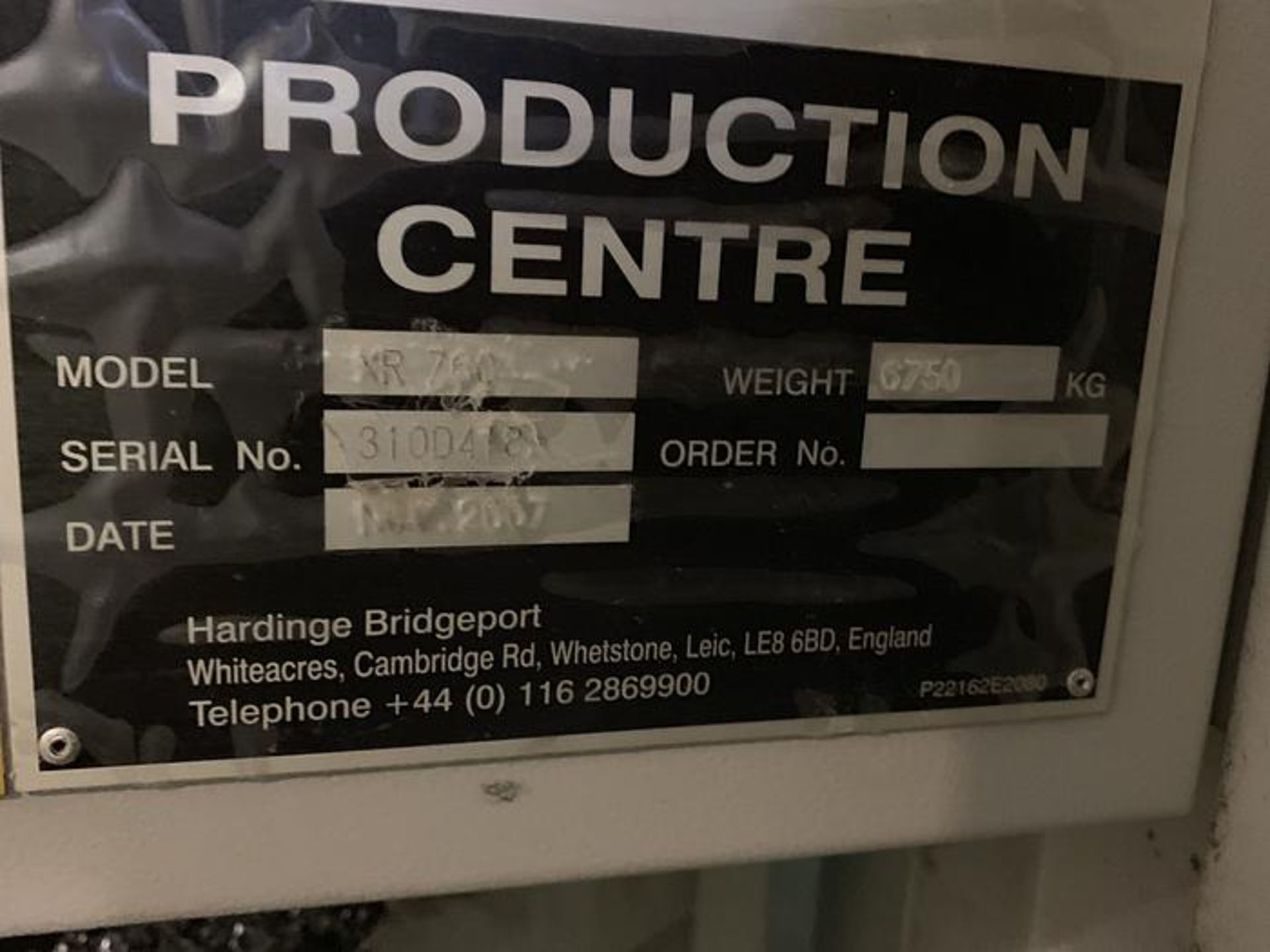 HARDINGE BRIDGEPORT XR760 VMC PRODUCTION CENTER 30"X24"X24", YEAR 2007, PUT IN SERVICE IN 2010 - Image 15 of 15