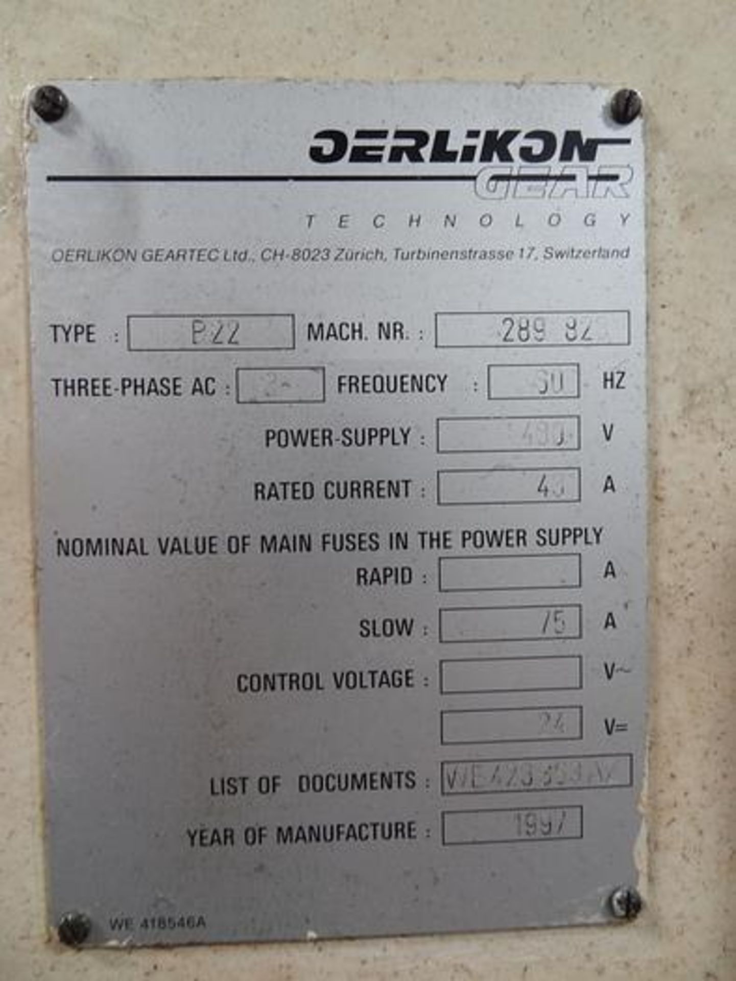 OERLIKON B22 CNC BLADE GRINDER WITH FANUC 160-M CONTROLS, SN 289-823, YEAR 1997, LOCATION MI - Image 6 of 8